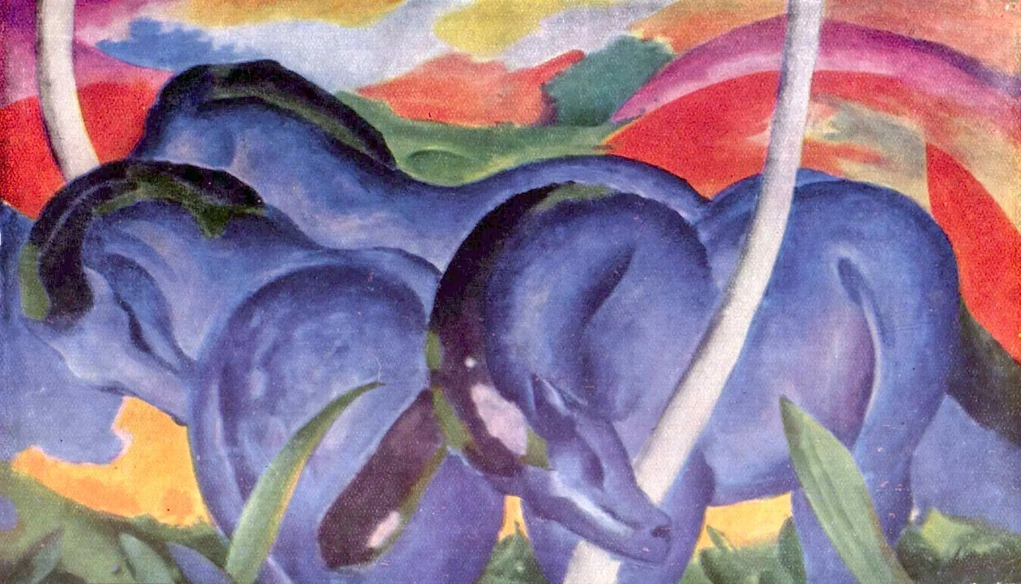 Les Grands Chevaux bleus - Franz Marc image 1 reproduction réalisée par Alpha Reproduction