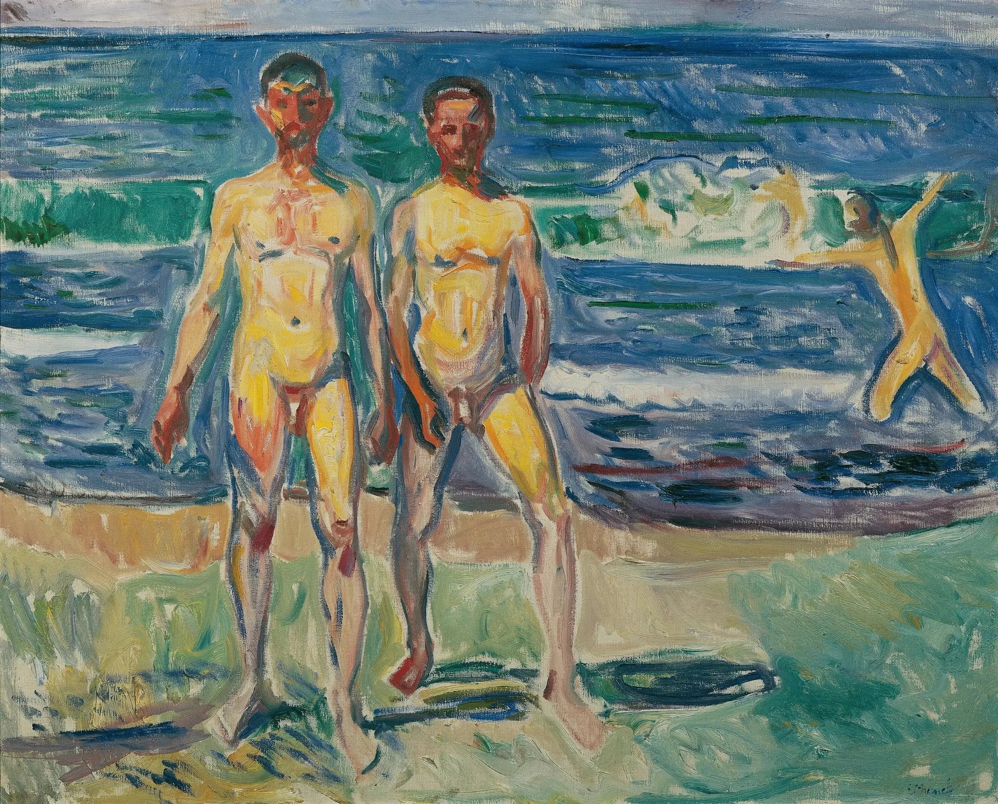 Les hommes se baignant - Edvard Munch image 1 copie peinte à la main à l’huile