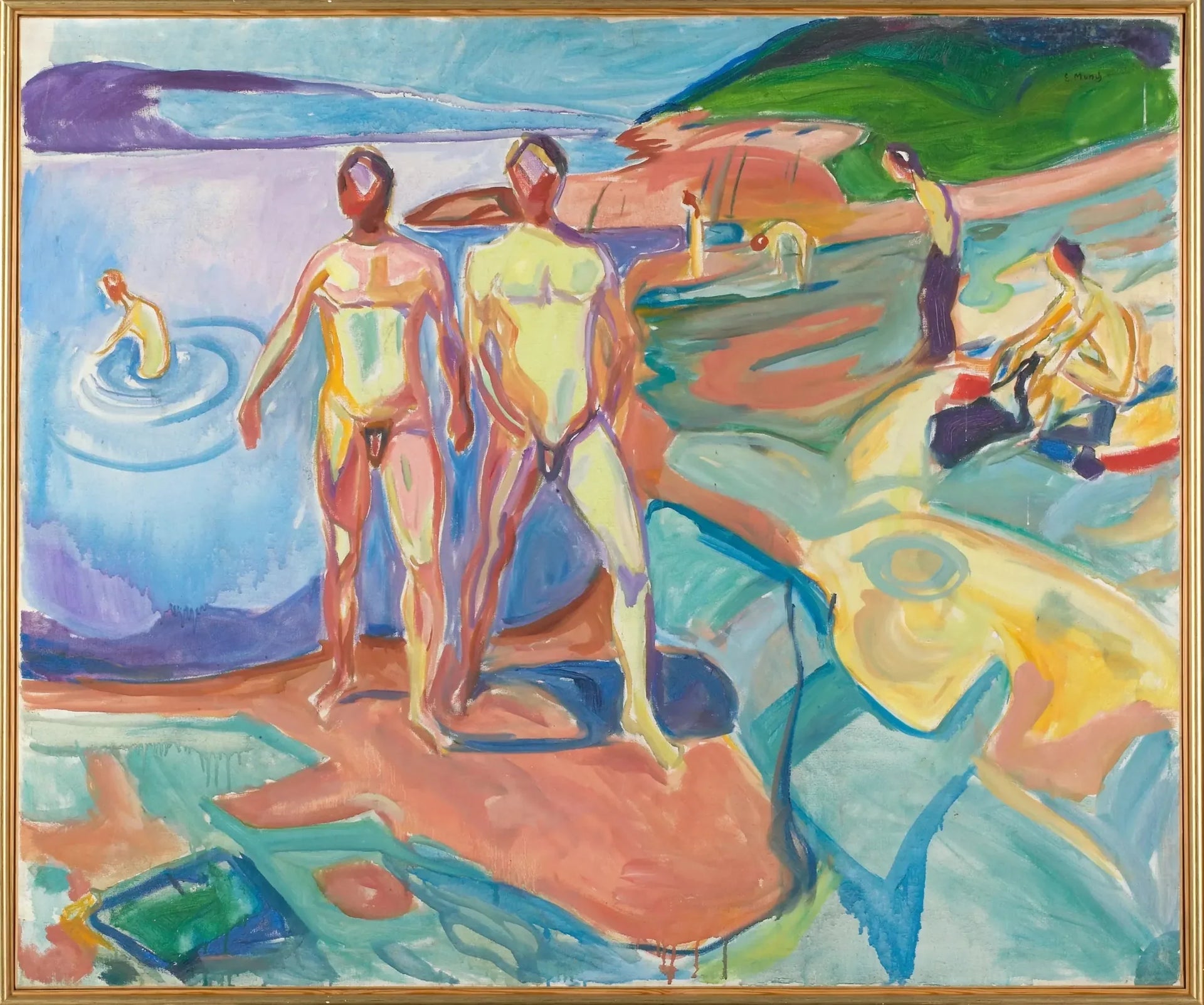 Les hommes se baignant - Edvard Munch image 1 reproduction artisanale de tableau