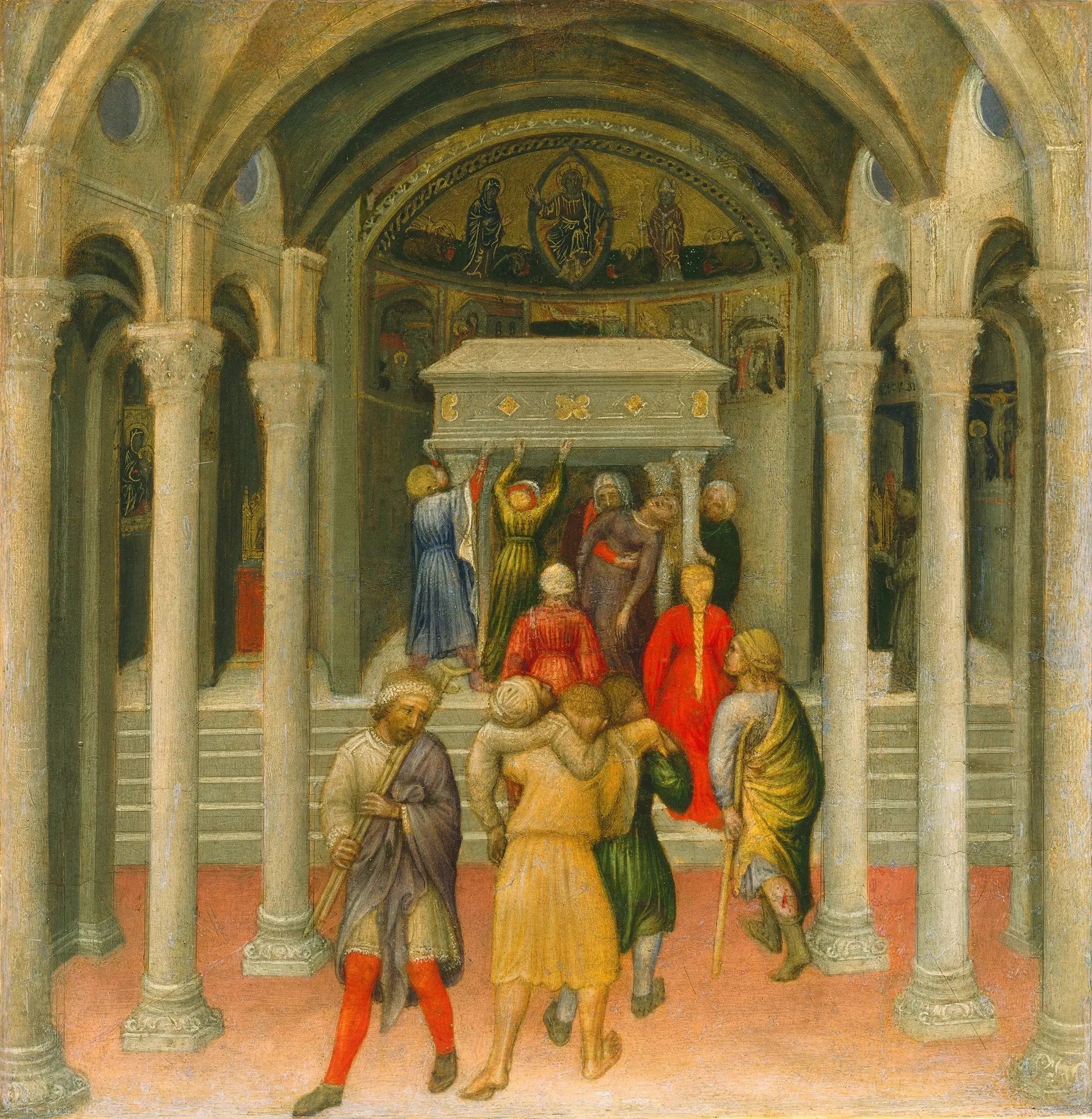 Les infirmes et les malades guéris au tombeau de Saint Nicolas - Gentile da Fabriano image 1 copie peinte à la main à l’huile