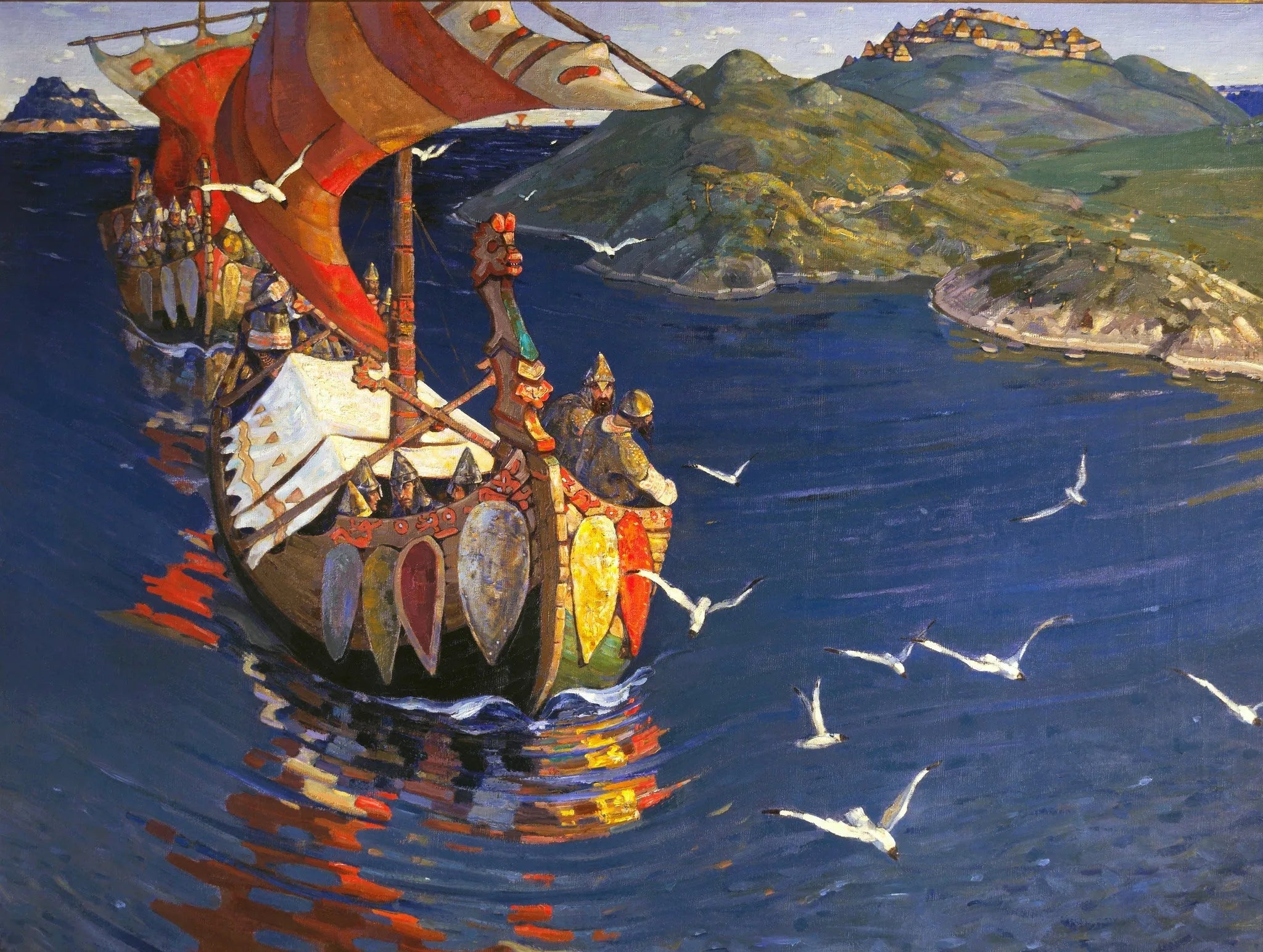 Les Invités étrangers - Nicolas Roerich image 1 tableau peint à l’huile sur toile