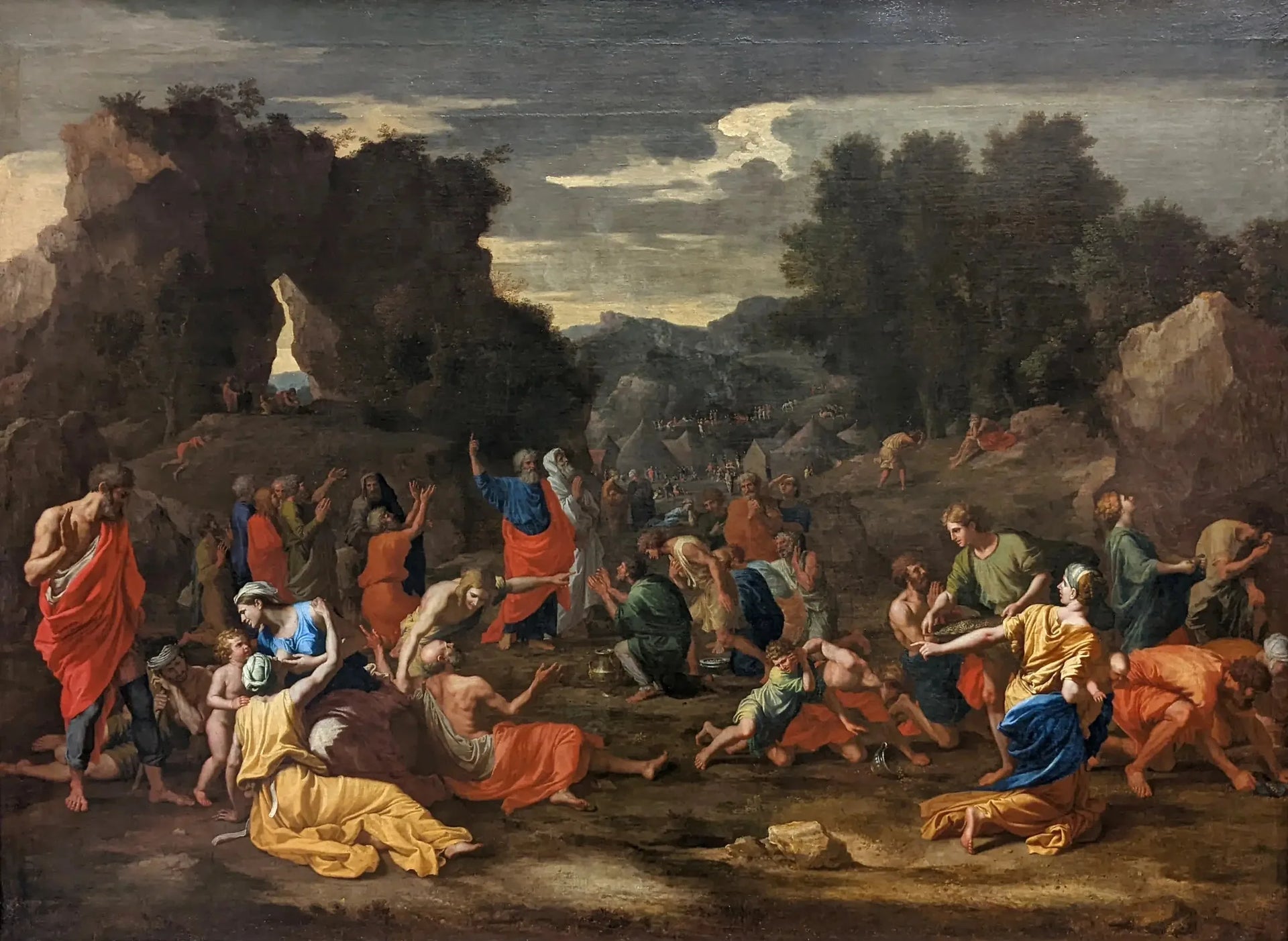 Les Israélites recueillant la manne dans le désert - Nicolas Poussin image 1 reproduction artisanale de tableau