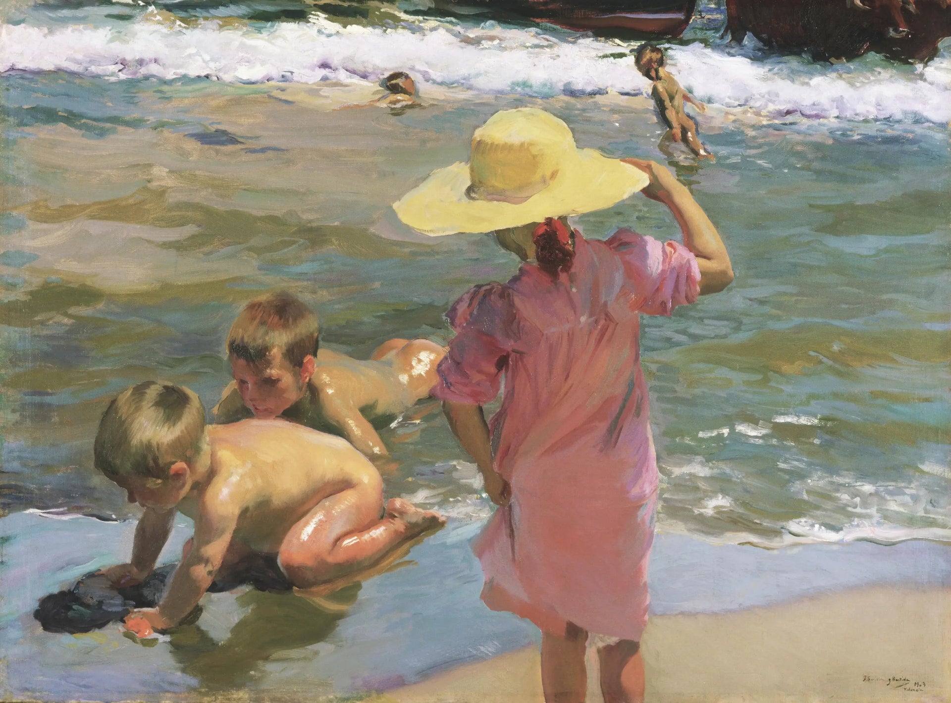 Les jeunes amphibiens - Joaquín Sorolla image 1 copie peinte à la main à l’huile