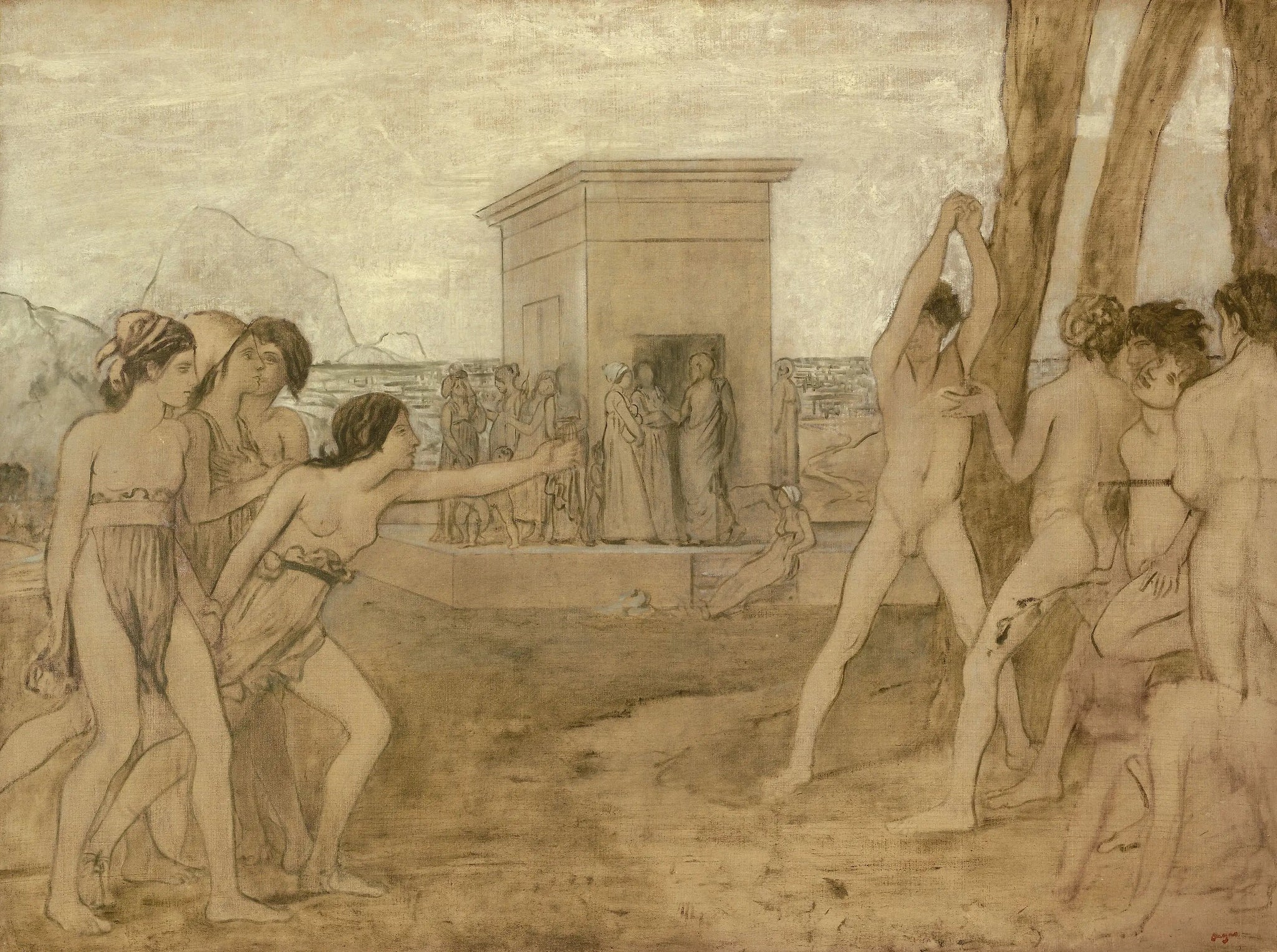 Les jeunes filles spartiates défient les garçons - Edgar Degas image 1 reproduction d’œuvre d’art à l’huile