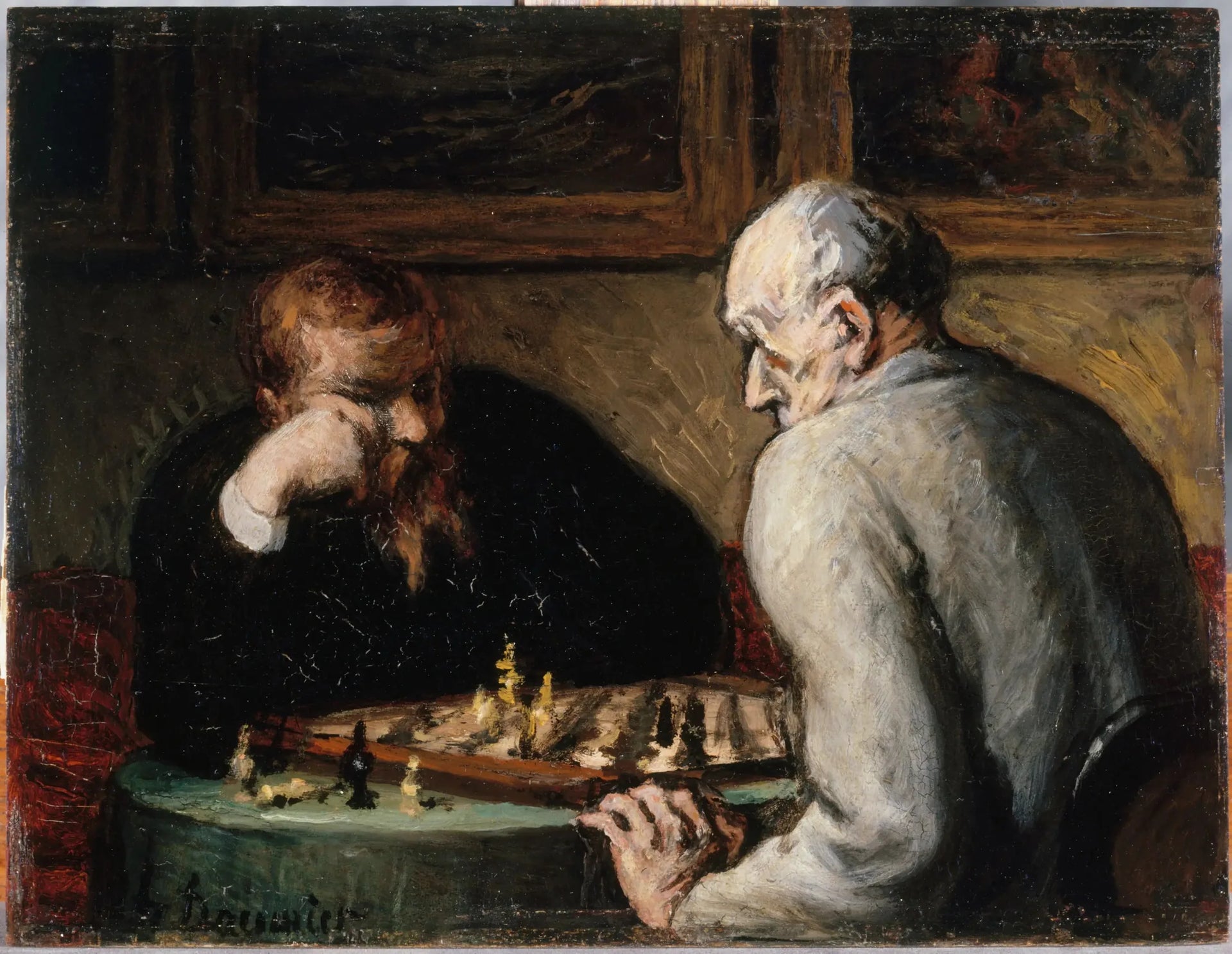 Les Joueurs d'échecs - Honoré Daumier image 1 copie peinte à la main à l’huile