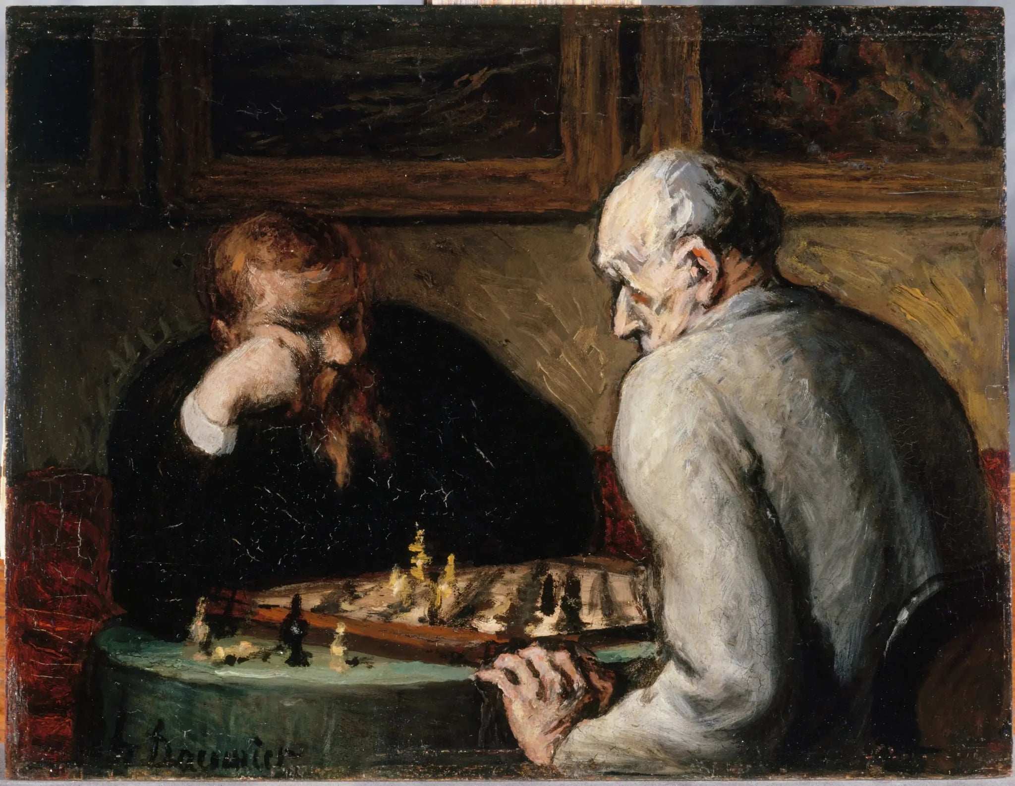 Les Joueurs d'échecs - Honoré Daumier image 1 copie peinte à la main à l’huile