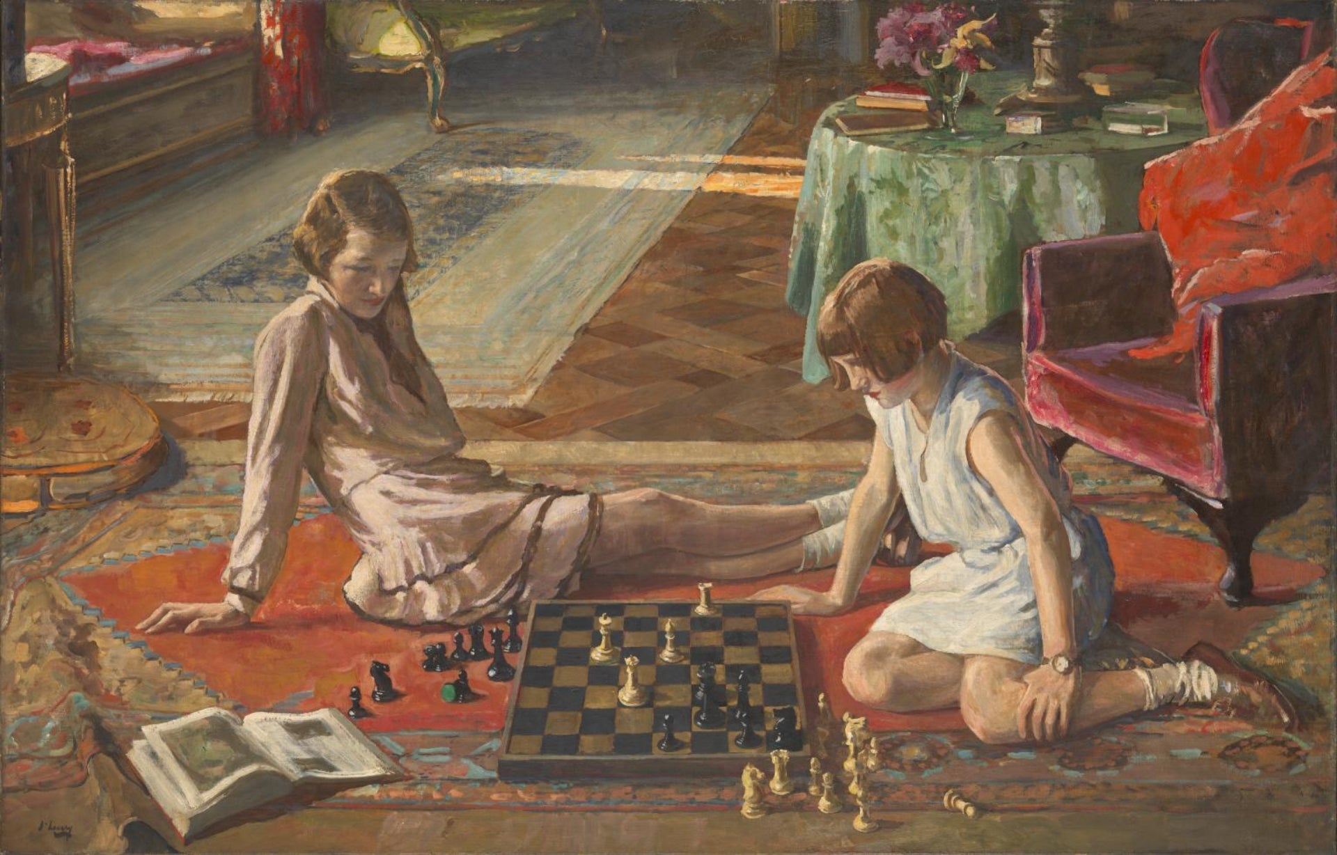 Les joueurs d'échecs - John Lavery image 1 copie de tableau peinte à la main