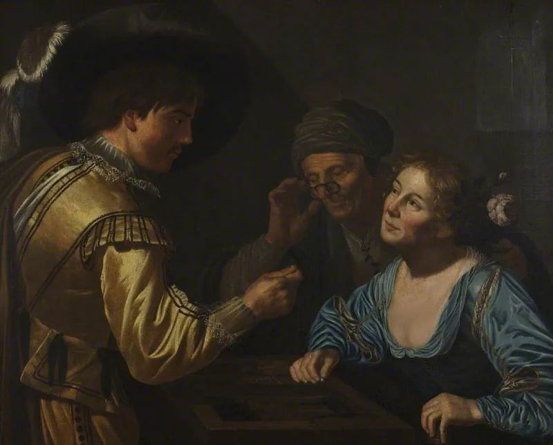 Les joueurs de backgammon (à la manière de Jan van Bijlert) - Valentin de Boulogne image 1 copie de tableau peinte à la main