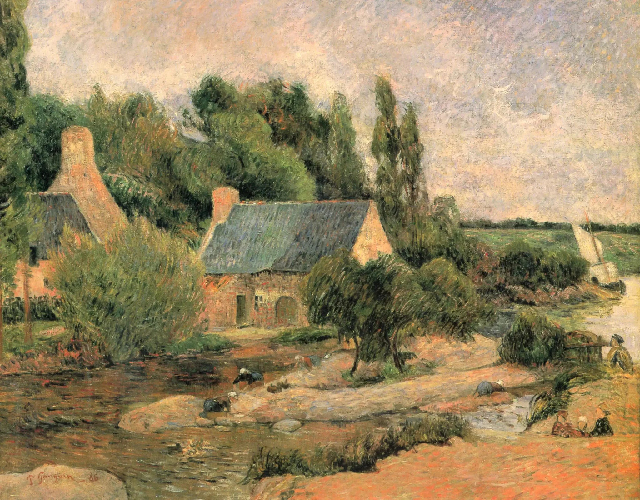 Les Lavandières à Pont-Aven - Paul Gauguin image 1 copie de tableau peinte à la main