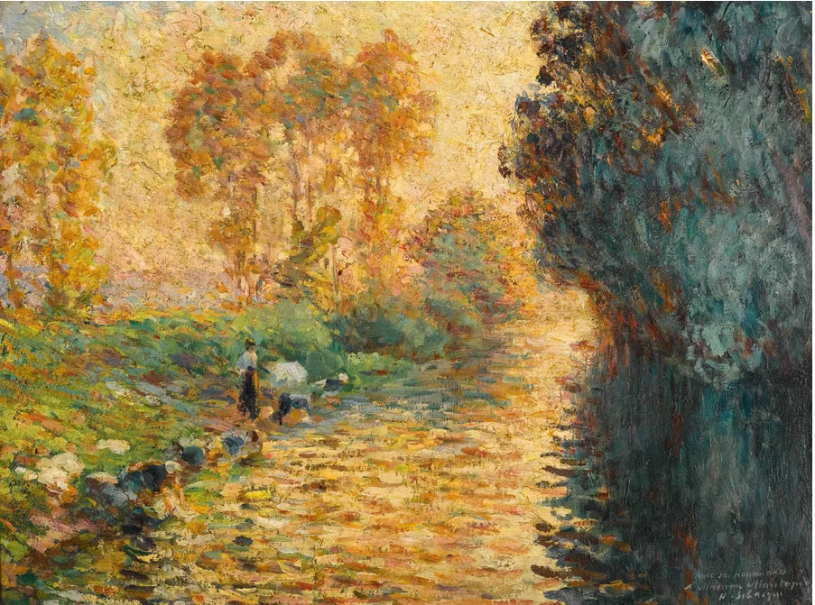 Les Lavandières au crépuscule - Henri Lebasque image 1 reproduction de peinture à l’huile