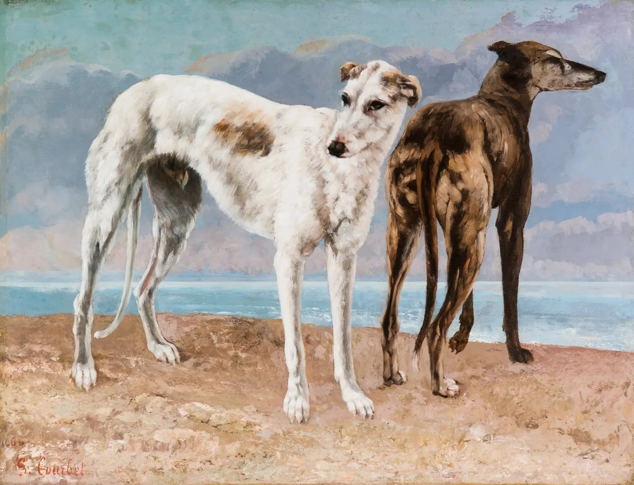 Les Lévriers du comte de Choiseul - Gustave Courbet image 1 reproduction de peinture à l’huile