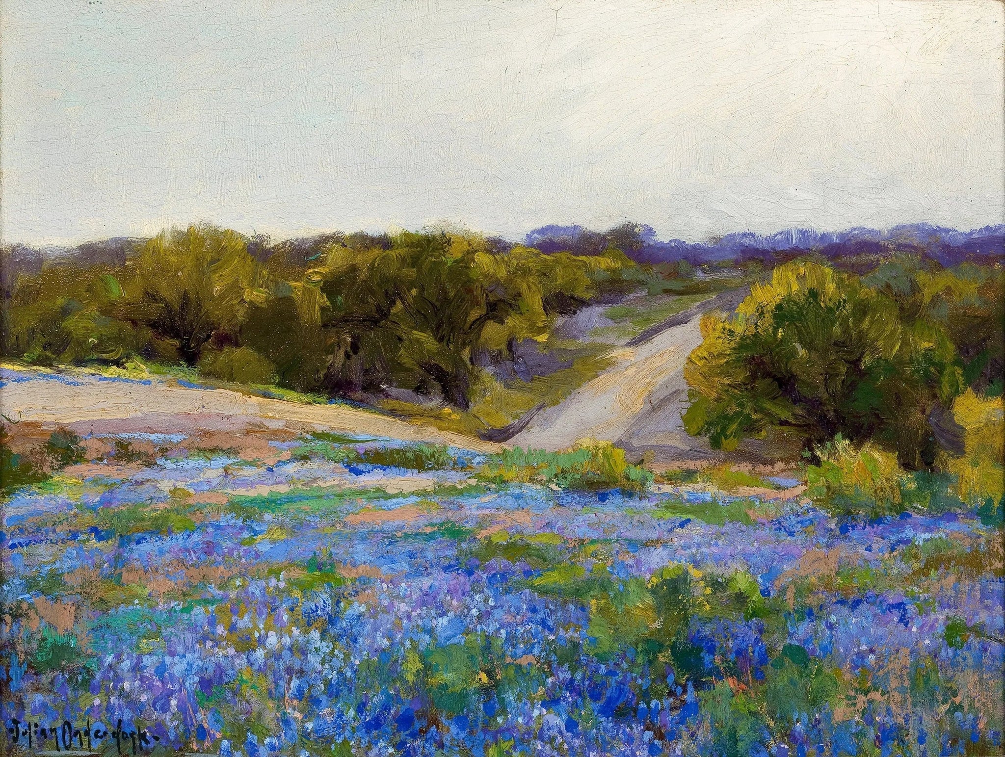 Les lupins bleus en fin d'après-midi - Julian Onderdonk image 1 copie peinte à la main à l’huile