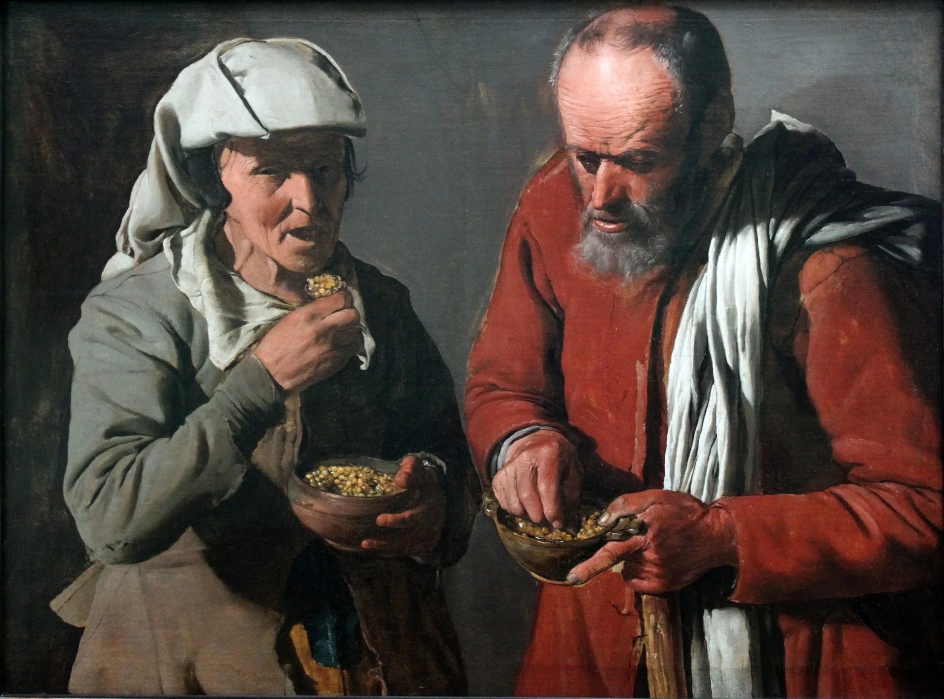 Les Mangeurs de pois - Georges de La Tour image 1 reproduction de peinture à l’huile