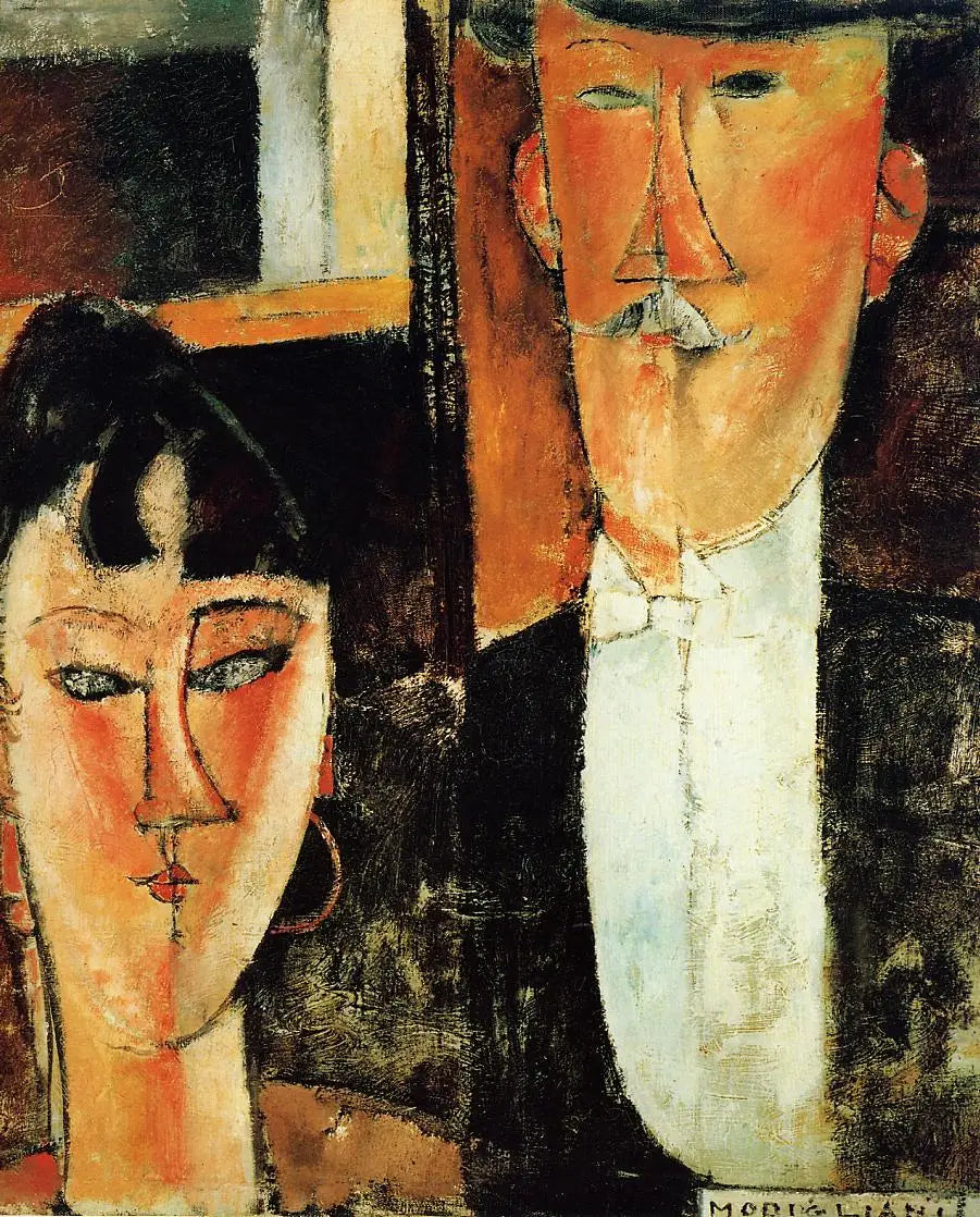 Les Mariés - Amedeo Modigliani image 1 copie peinte à la main à l’huile