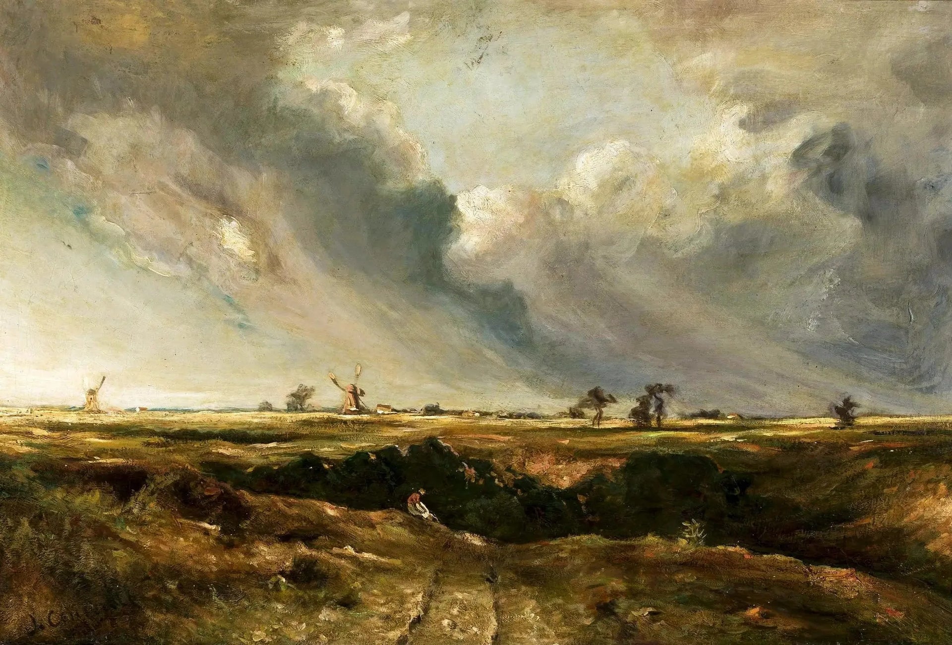 Les moulins dans le paysage. - John Constable image 1 reproduction artisanale de tableau