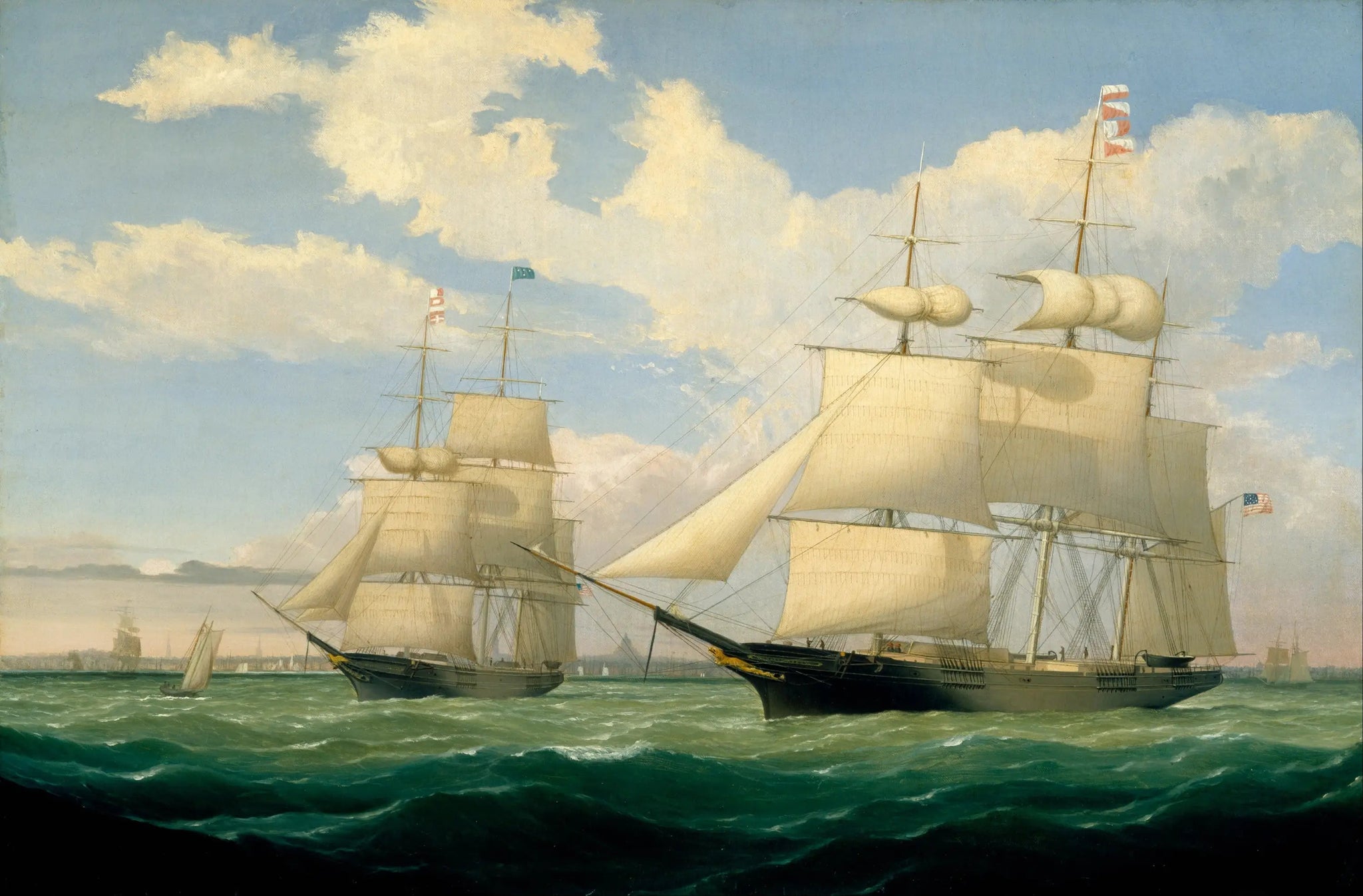 Les navires « Winged Arrow » et « Southern Cross » dans le port de Boston - Fitz Henry Lane image 1 reproduction de peinture à l’huile