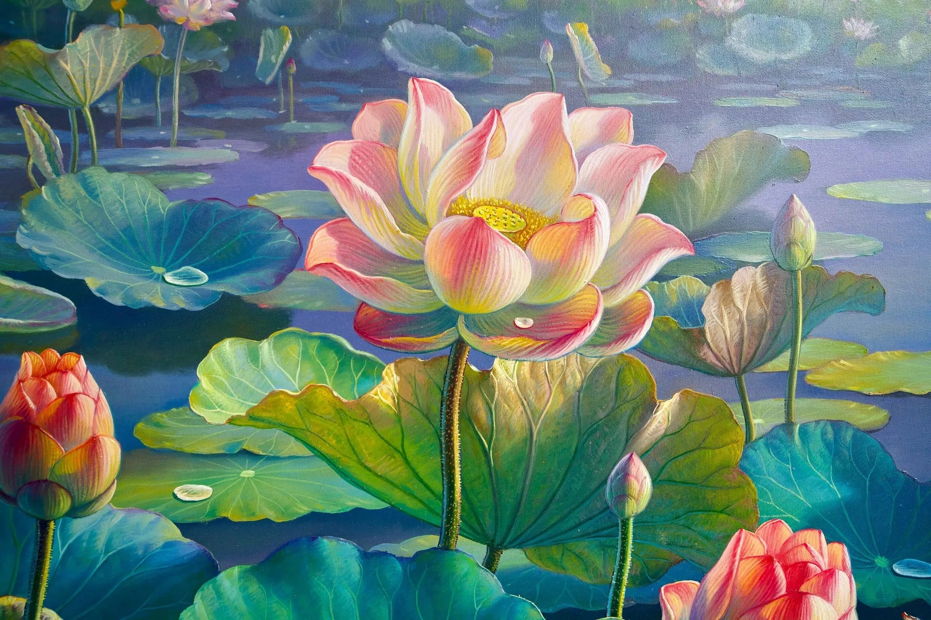 Les Nénuphars II | 160 x 100 cm image 3 reproduction d’œuvre d’art à l’huile