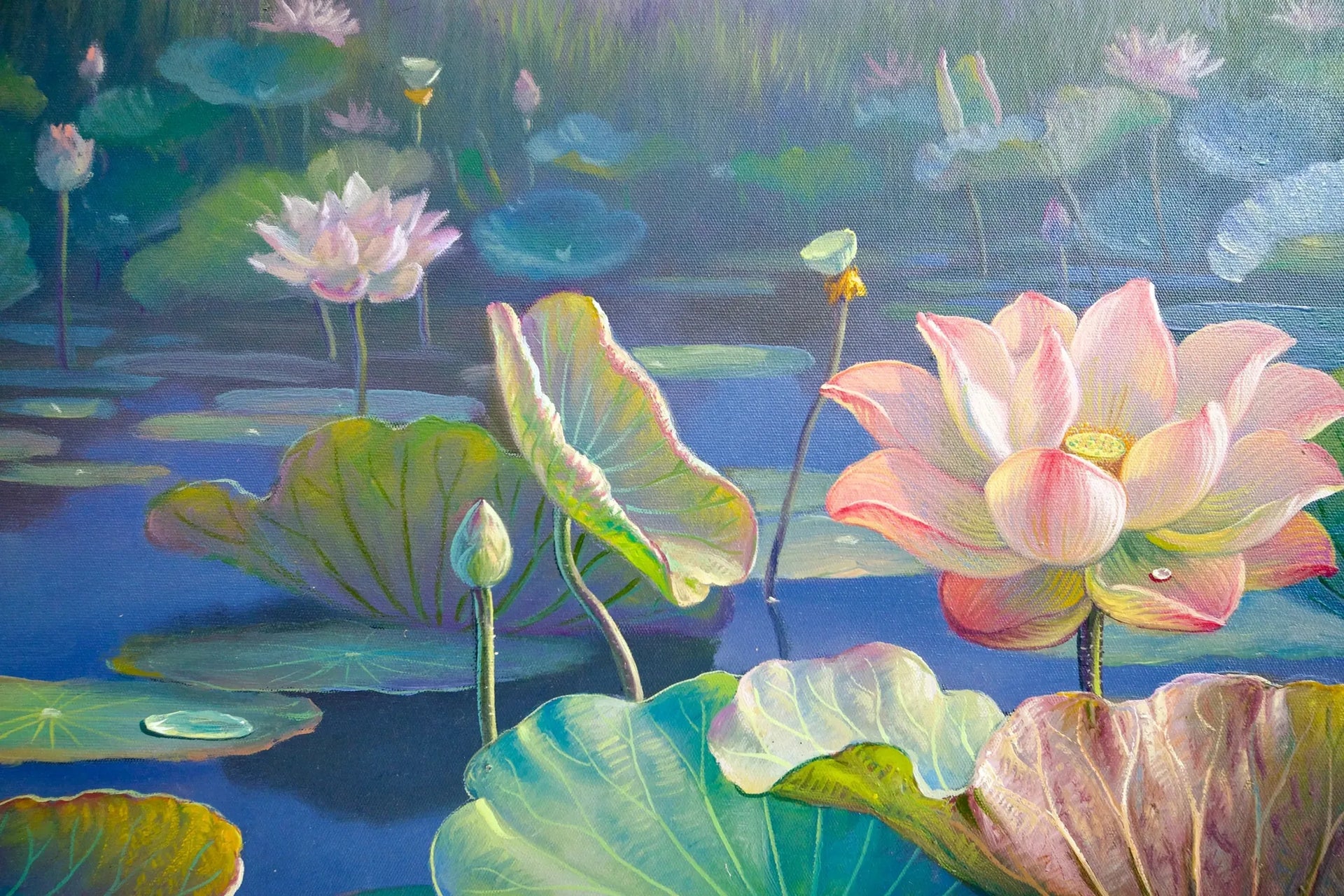Les Nénuphars II | 160 x 100 cm image 8 reproduction artisanale de tableau
