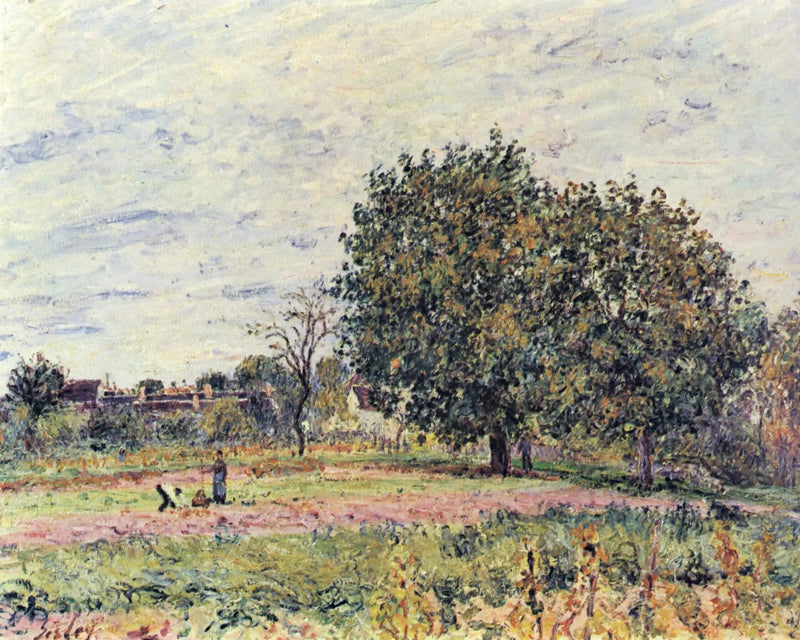 Les Noyers, effet de soleil couchant—premiers jours d'octobre - Alfred Sisley