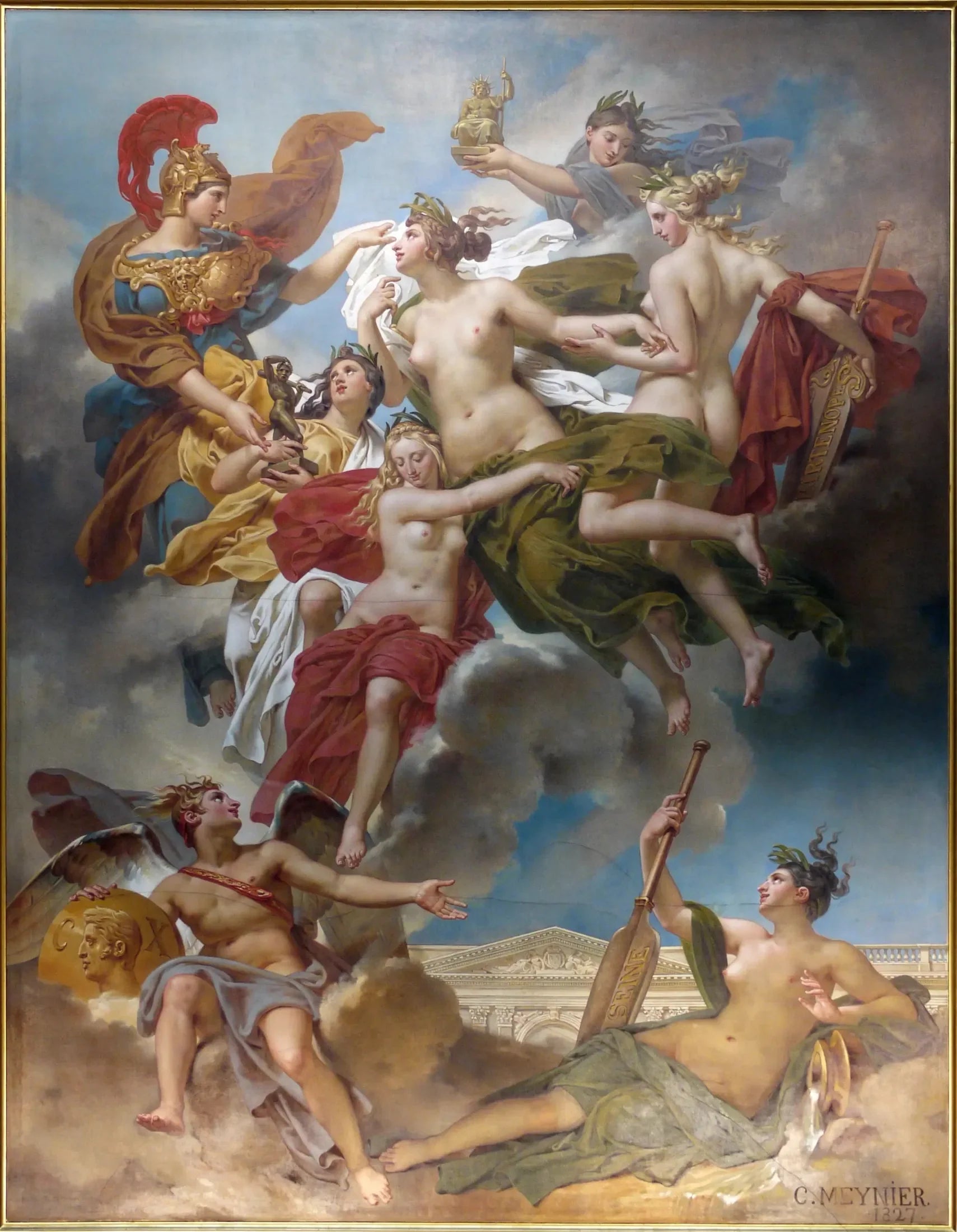 Les Nymphes de Parthénope conduites par la déesse des Beaux-Arts - Charles Meynier image 1 reproduction de peinture à l’huile