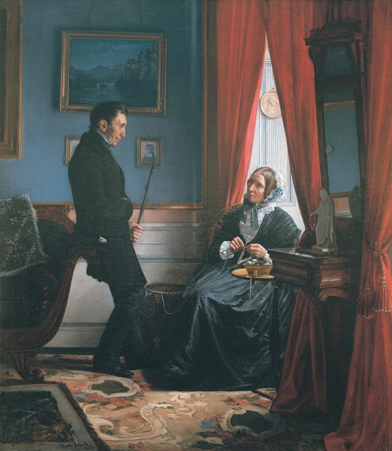 Les parents de l’artiste, M. et Mme J. P. Bloch dans leur salon - Carl Heinrich Bloch image 1 reproduction artisanale de tableau
