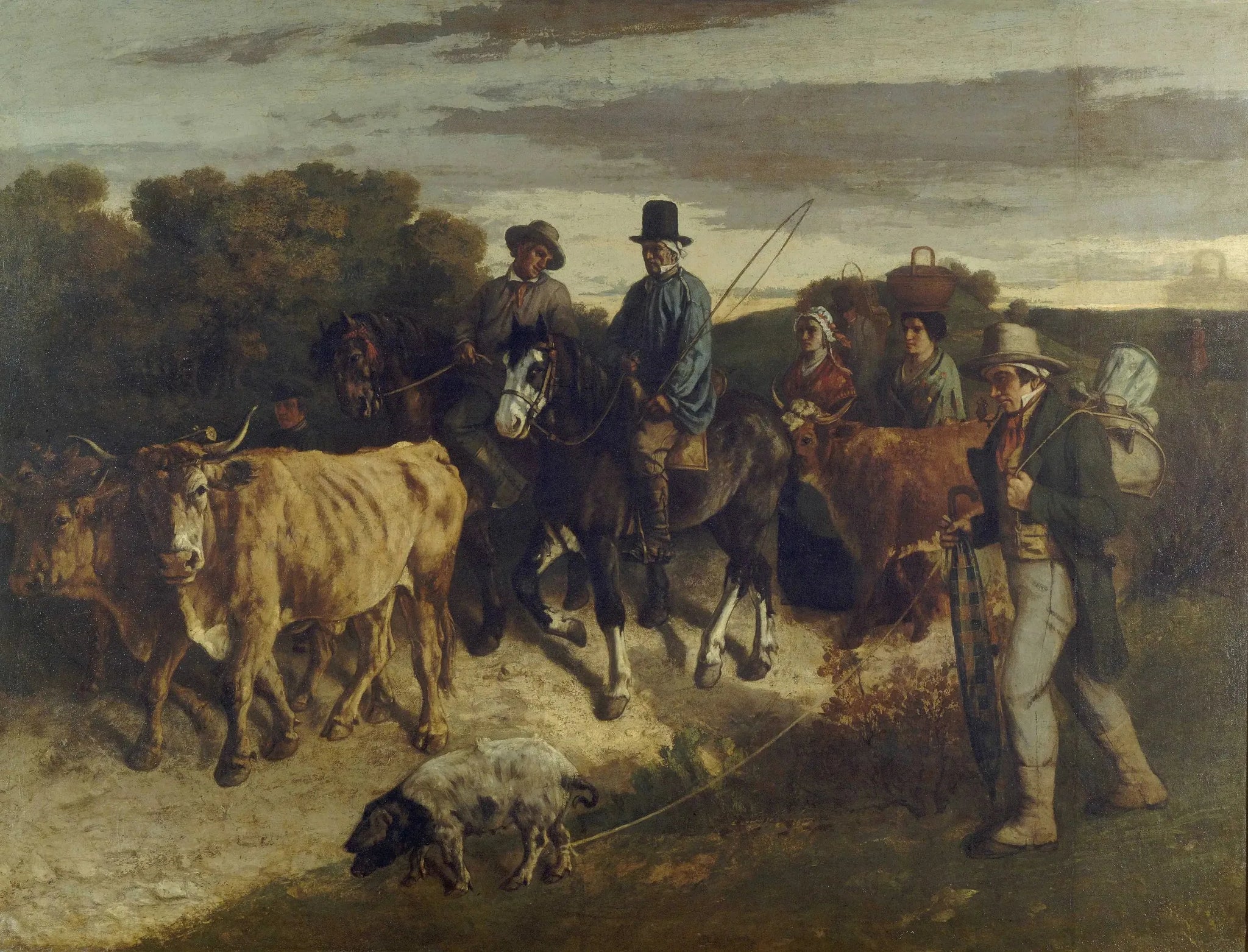 Les Paysans de Flagey revenant de la foire - Gustave Courbet image 1 reproduction artisanale de tableau