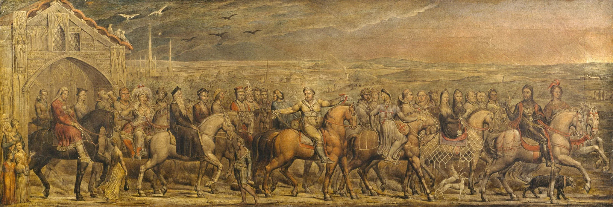 Les pèlerins de Canterbury - William Blake image 1 copie de tableau peinte à la main