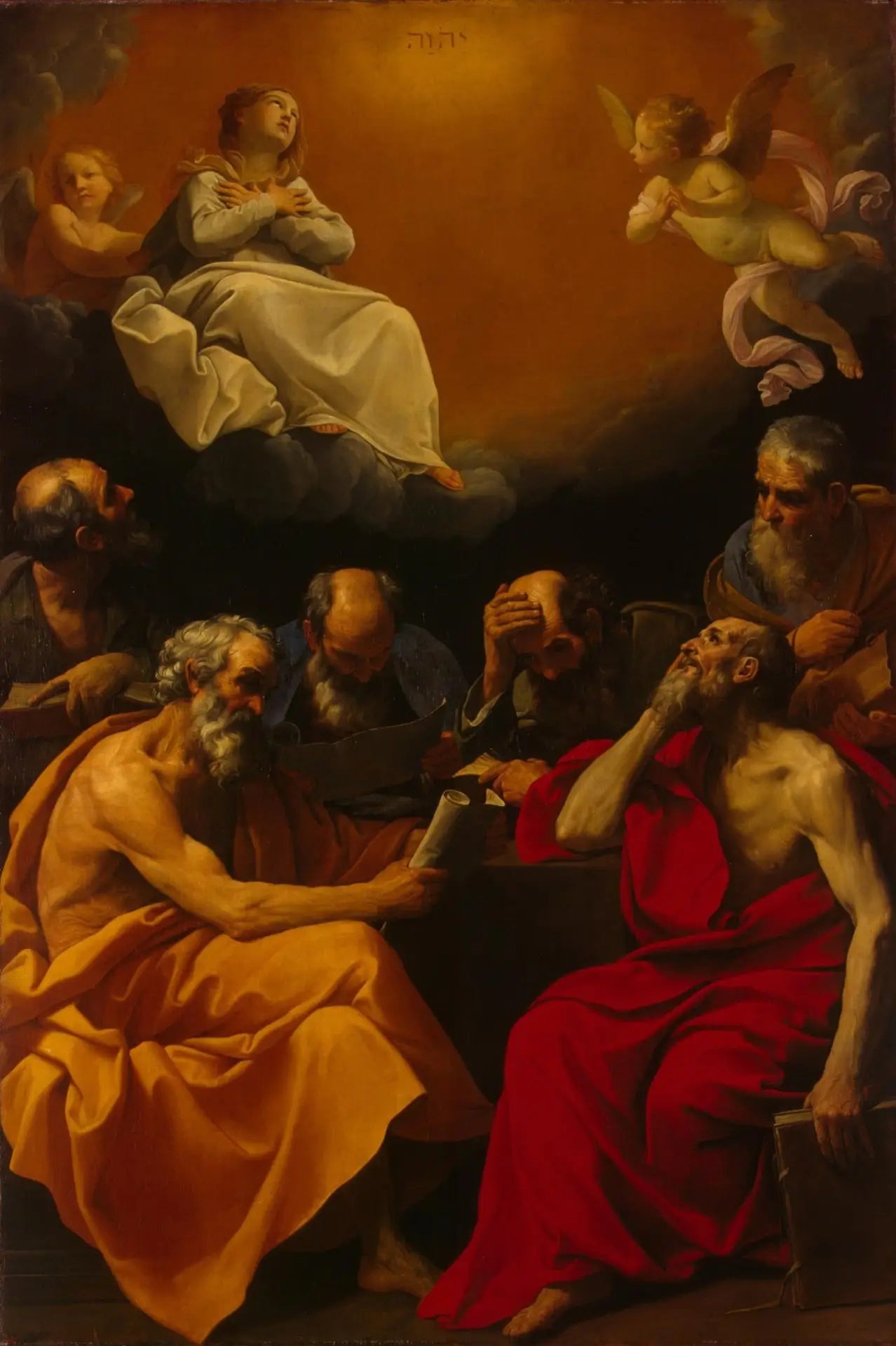 Les Pères de l'Église contestent le dogme de l'Immaculée Conception - Guido Reni image 1 tableau peint à l’huile sur toile