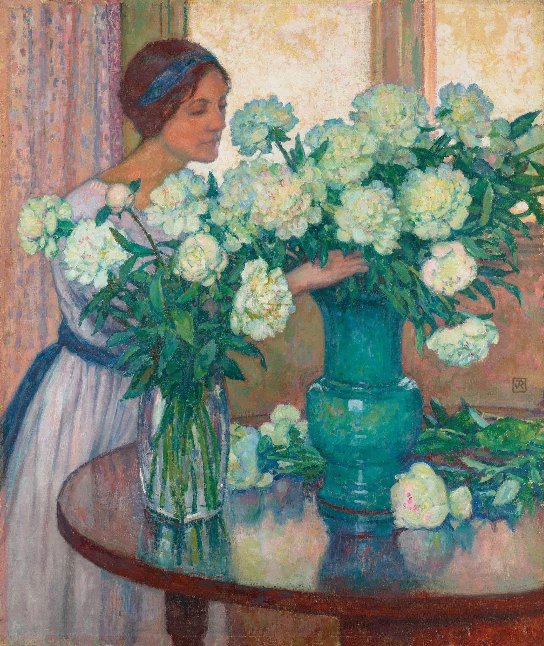 Les pivoines blanches - Théo van Rysselberghe image 1 tableau peint à l’huile sur toile