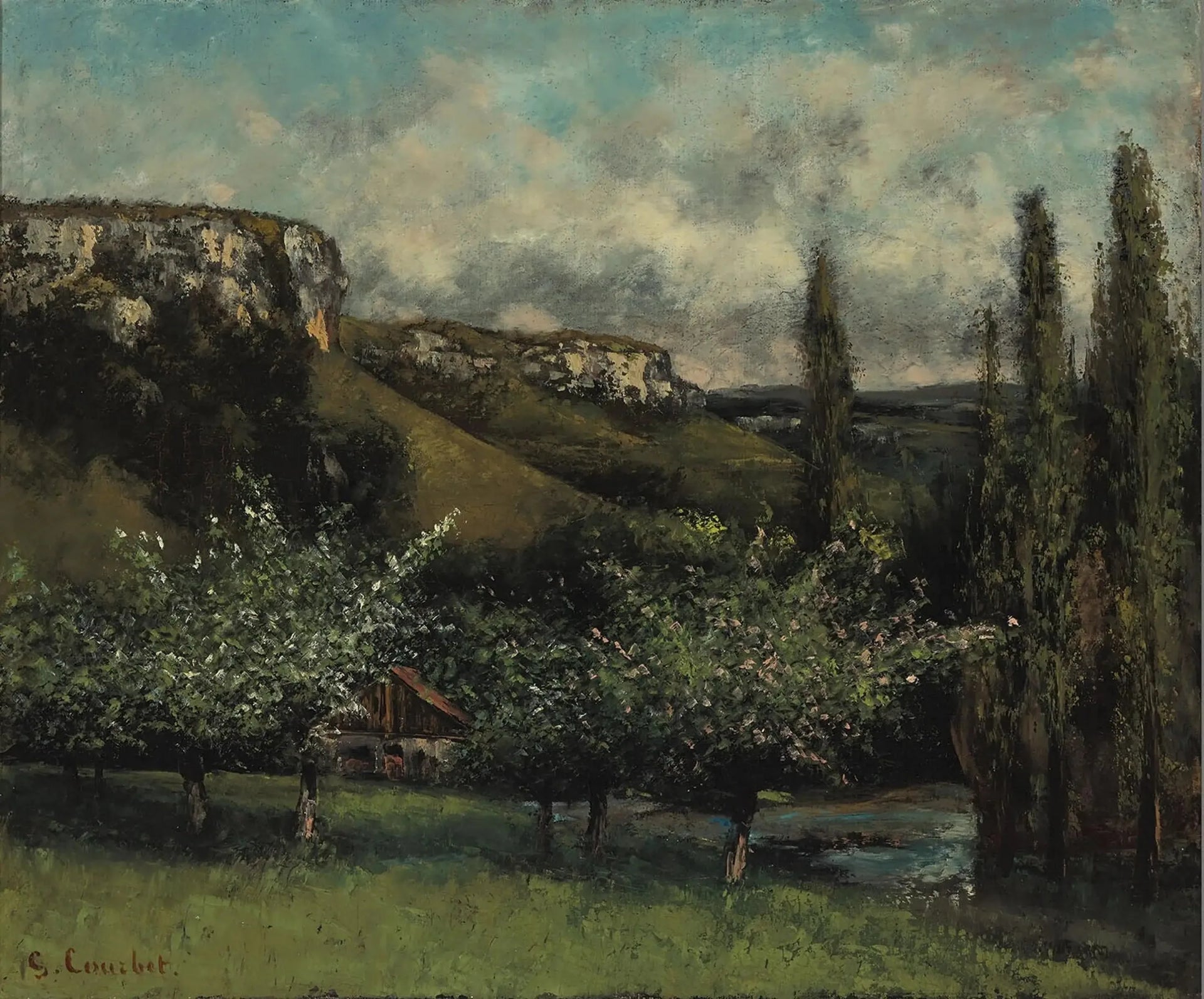 Les pommiers du père Courbet à Ornans - Gustave Courbet image 1 tableau peint à l’huile sur toile