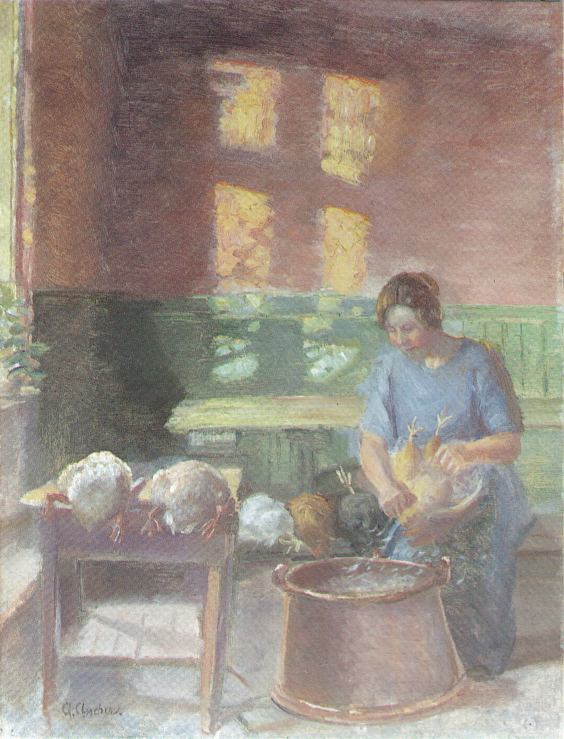 Les poules sont plumées - Anna Ancher image 1 tableau peint à l’huile sur toile