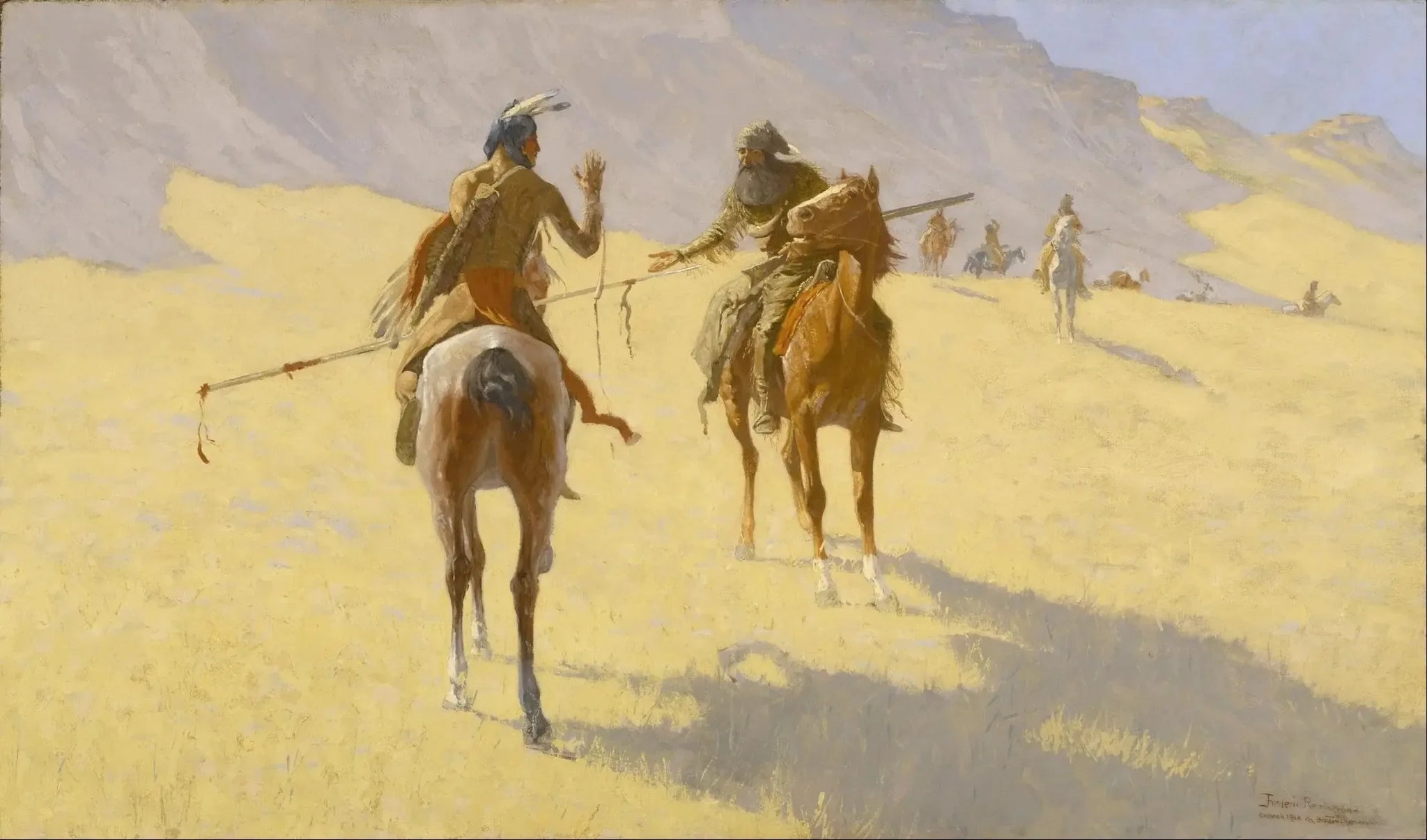 Les pourparlers - Frederic Remington image 1 copie peinte à la main à l’huile