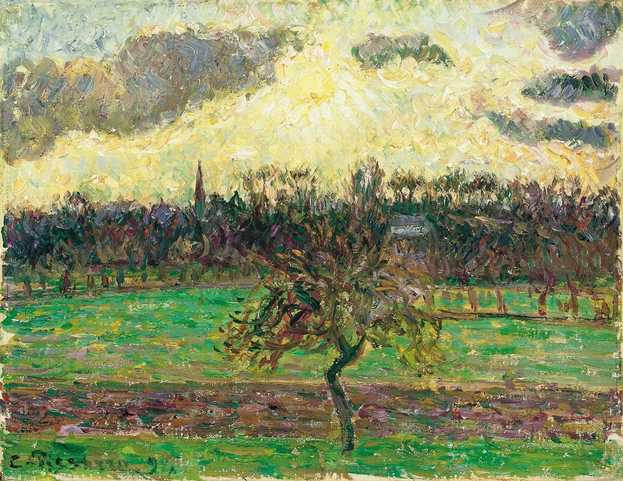 Les prairies à Éragny, pomme - Camille Pissarro image 1 copie peinte à la main à l’huile