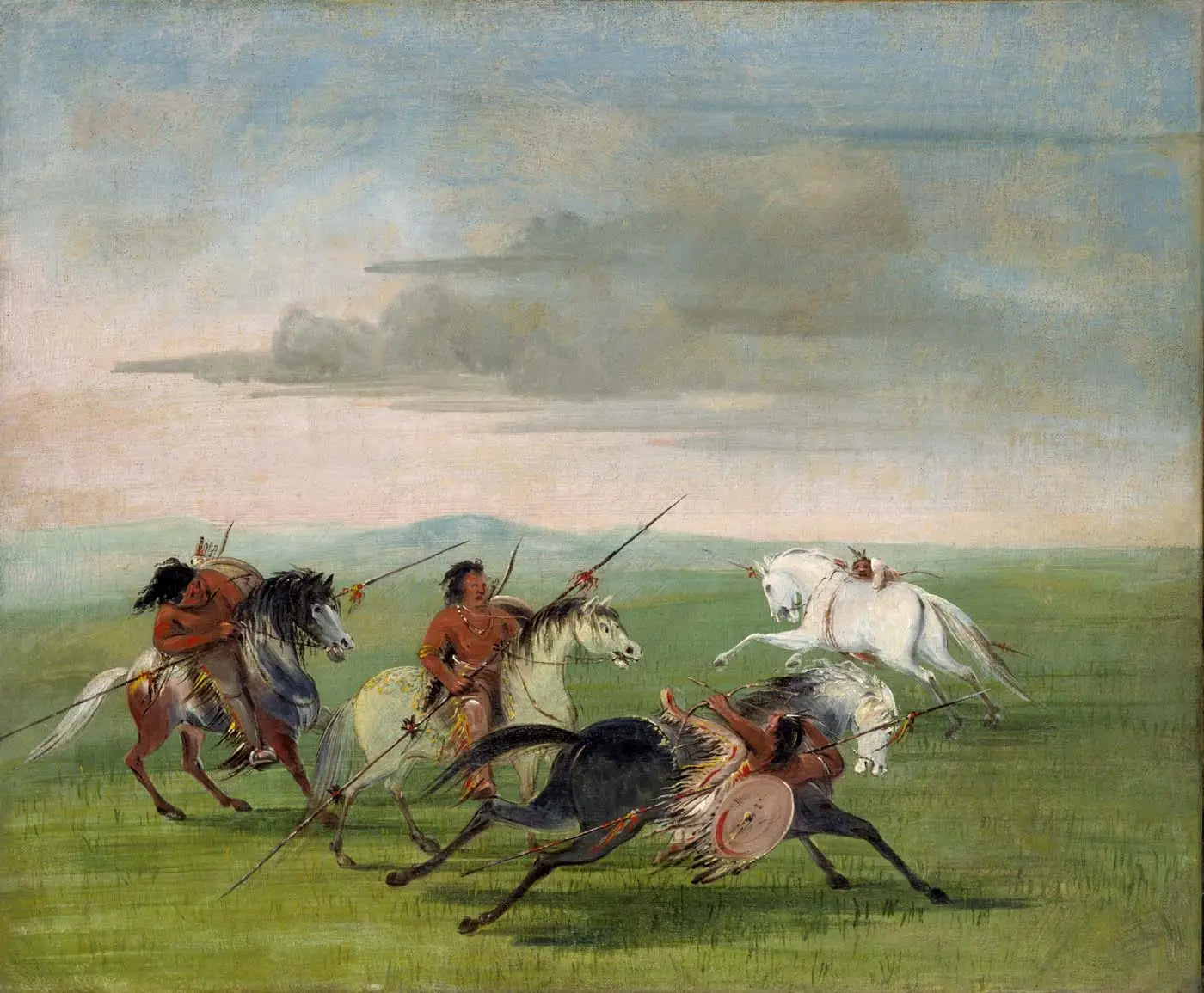 Les prouesses équestres des Comanches - George Catlin image 1 reproduction artisanale de tableau