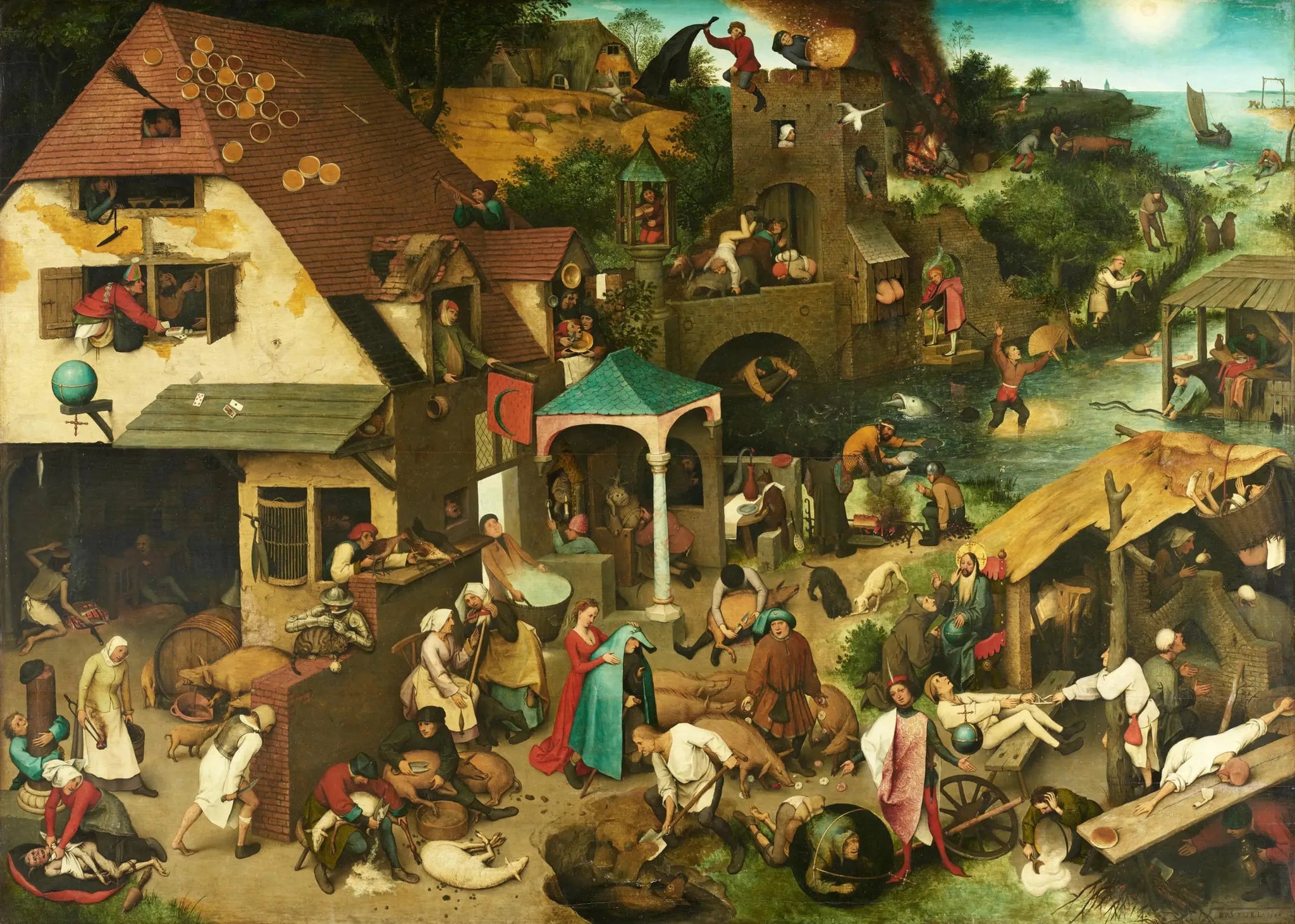 Les Proverbes flamands - Pieter Brueghel the Elder image 1 reproduction artisanale de tableau
