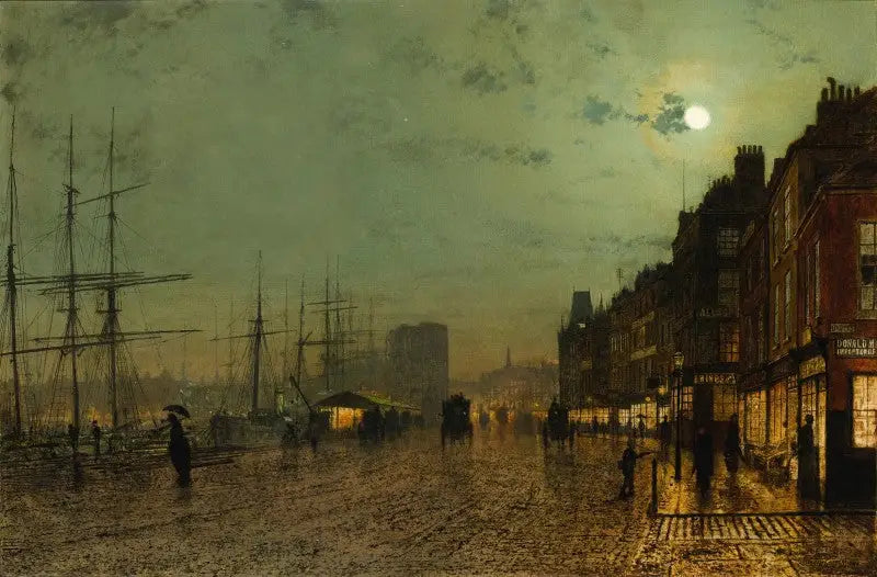 Les quais de Glasgow - John Atkinson Grimshaw image 1 copie peinte à la main à l’huile