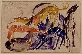 Les quatre chiens de compagnie du prince Jusuff - Franz Marc