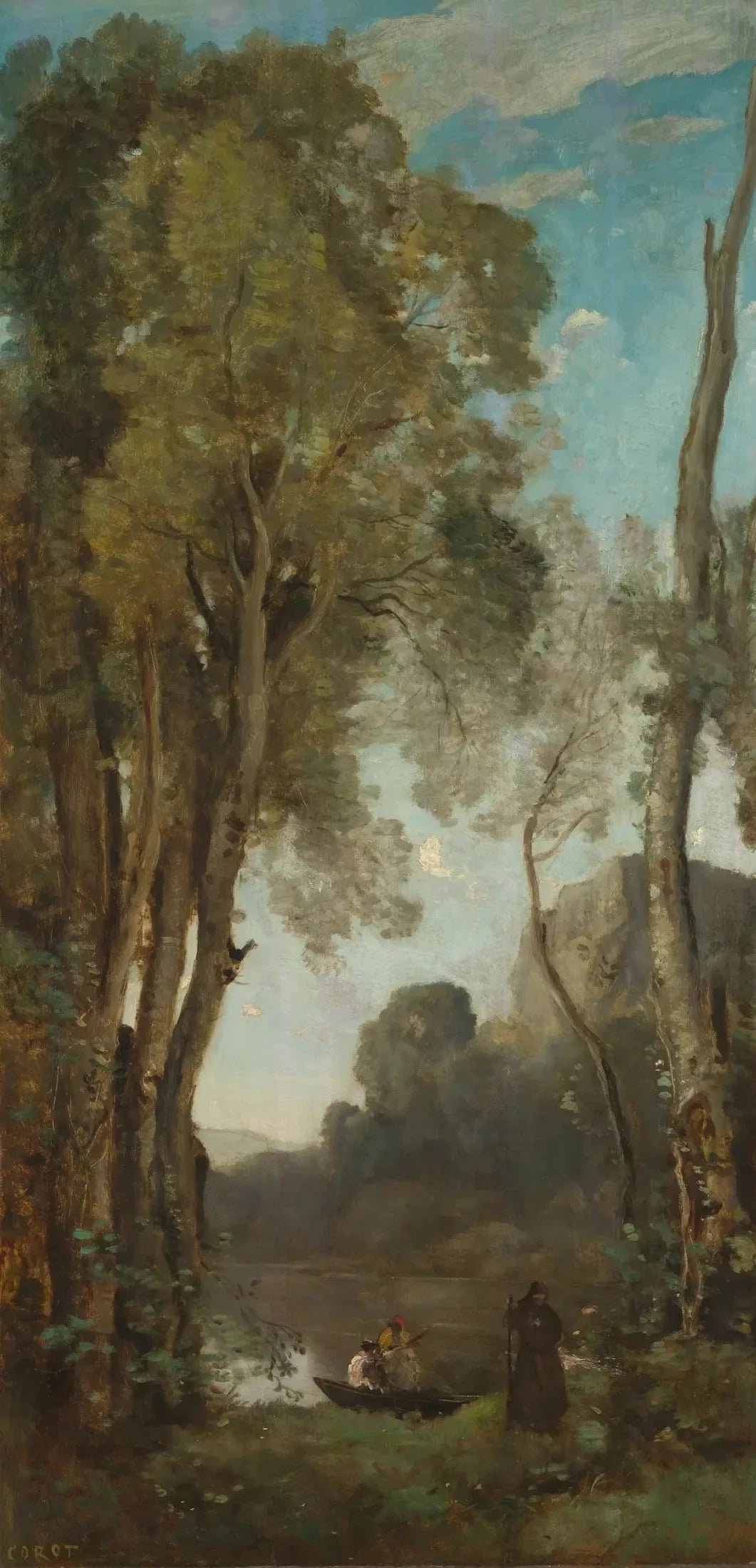 Les quatre moments de la journée : le soir - Jean-Baptiste Camille Corot image 1 reproduction de peinture à l’huile