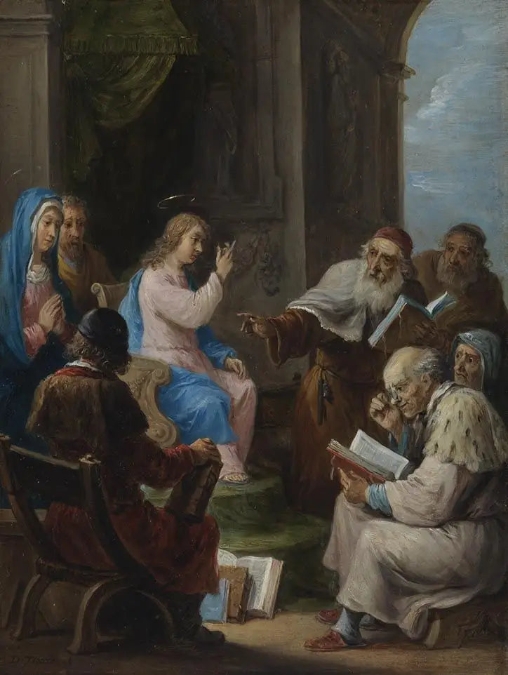 Les quinze secrets du rosaire : le Christ de douze ans parmi les docteurs du temple - David Teniers le Jeune image 1 copie de tableau peinte à la main