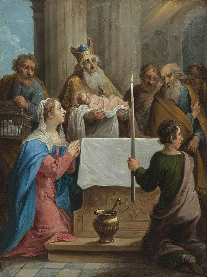 Les quinze secrets du rosaire : Siméon et l'enfant Jésus au temple - David Teniers le Jeune image 1 copie de tableau peinte à la main
