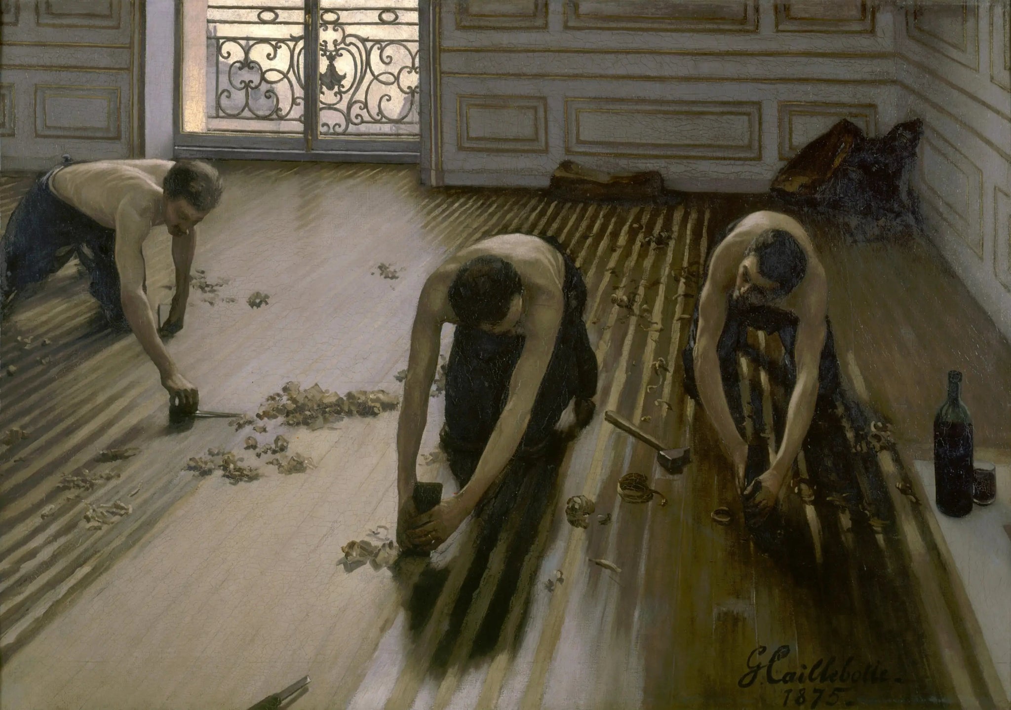 Les Raboteurs de parquet - Gustave Caillebotte image 1 copie peinte à la main à l’huile
