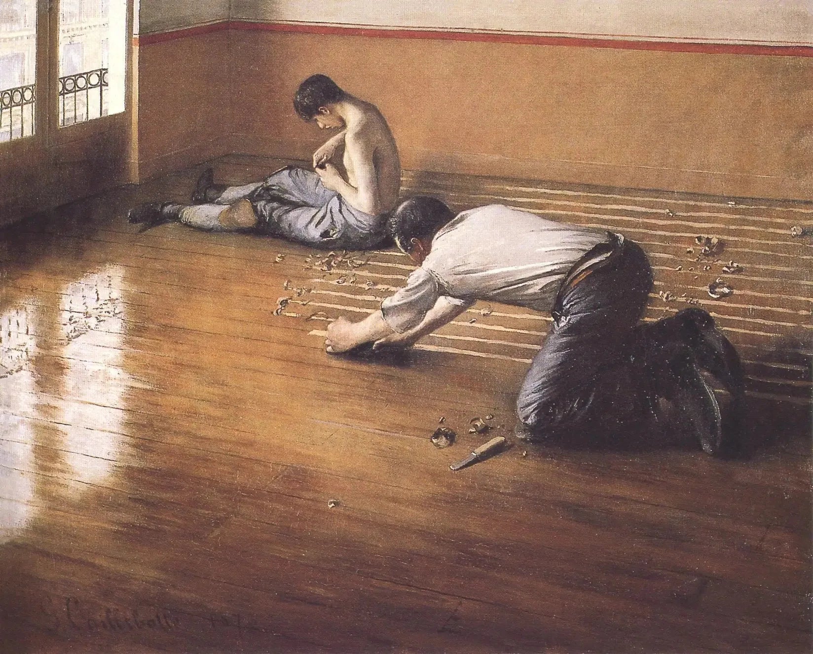 Les raboteurs de parquet - Gustave Caillebotte image 1 reproduction artisanale de tableau