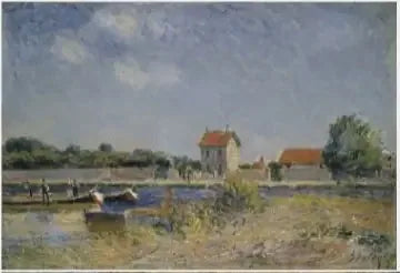 Les rives du canal du Loing à Saint-Mammès - Alfred Sisley image 1 copie de tableau peinte à la main