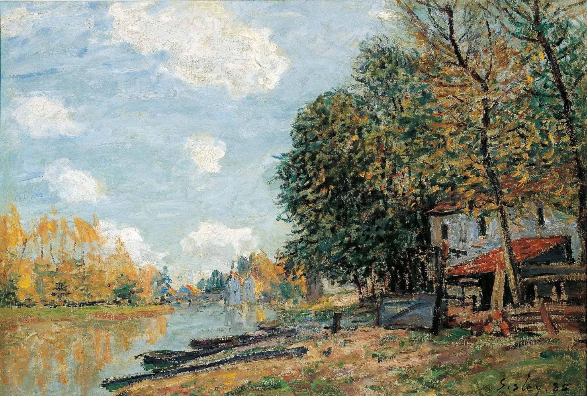 Les rives du Loing à Moret - Alfred Sisley image 1 tableau peint à l’huile sur toile