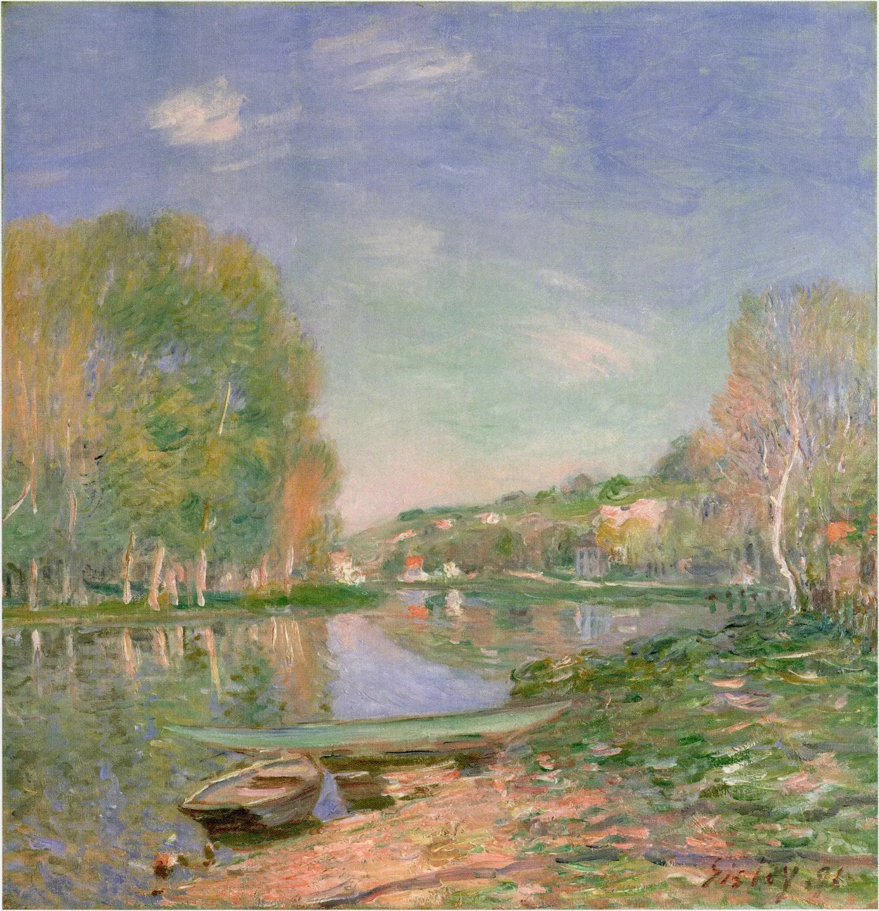Les rives du Loing, matin - Alfred Sisley image 1 copie de tableau peinte à la main