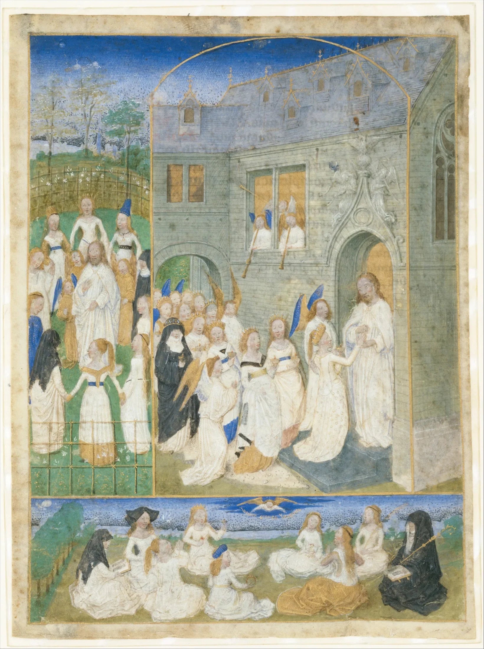 Les Saintes Vierges accueillies par le Christ à leur entrée aux portes du Paradis - Simon Marmion image 1 reproduction réalisée par Alpha Reproduction
