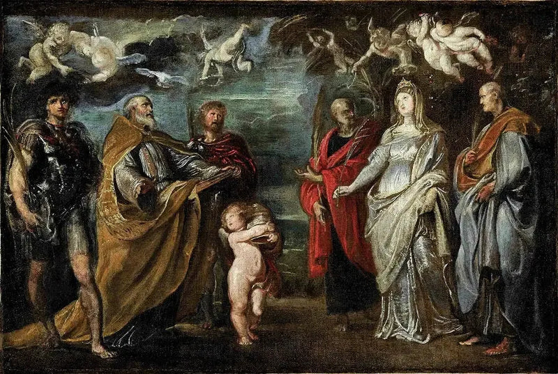 Les saints Maure, Grégoire, Papianus, Nérée, Domitille et Achilleus - Peter Paul Rubens