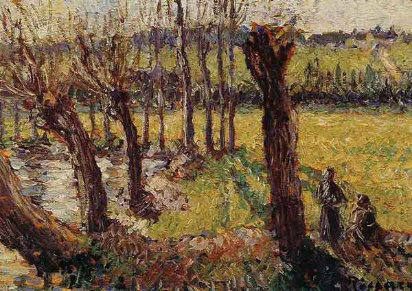 Les Saules en hiver, Eragny - Camille Pissarro image 1 reproduction artisanale de tableau