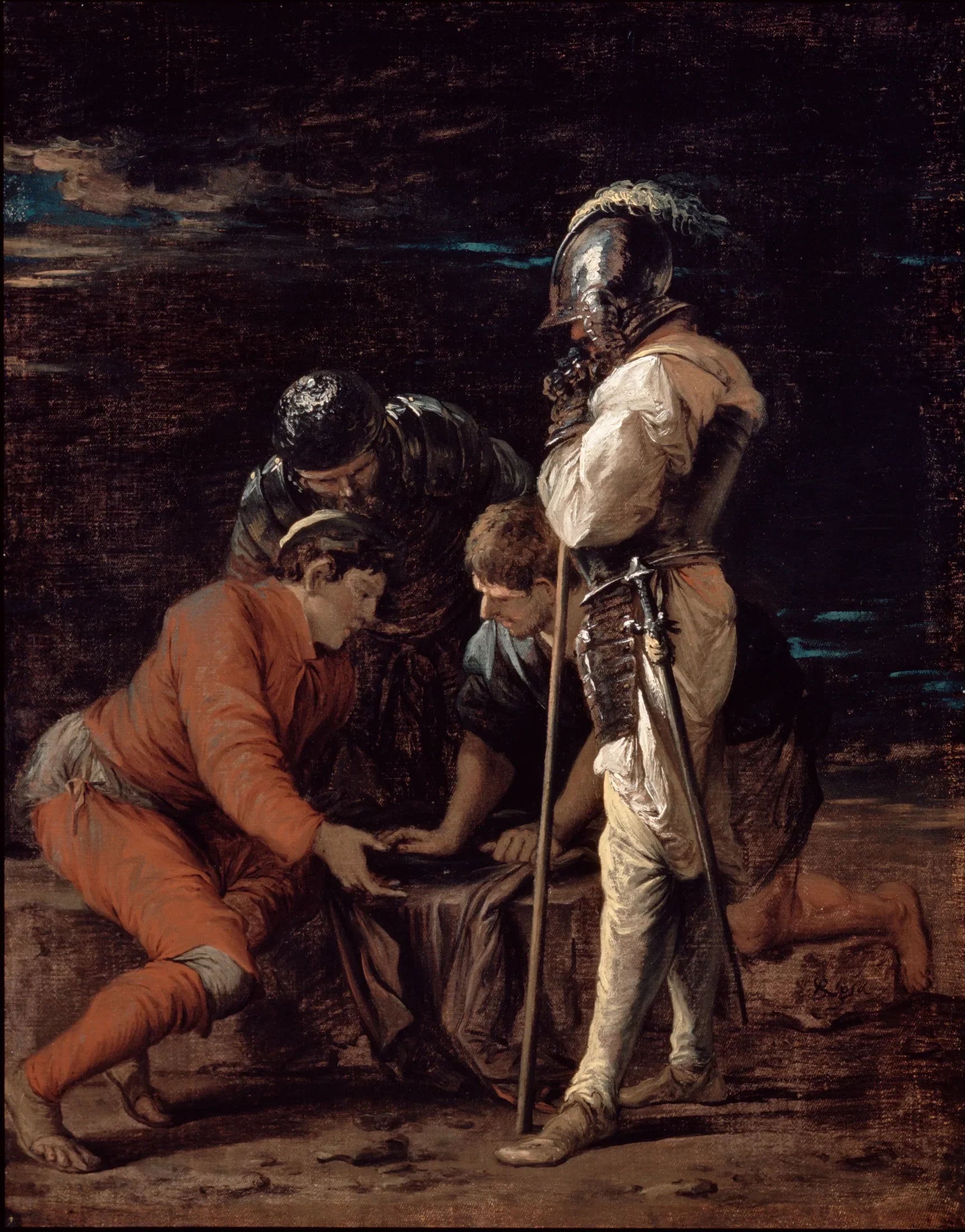 Les soldats jouent - Salvator Rosa image 1 copie peinte à la main à l’huile