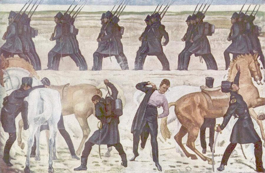 Les soldats se préparent - Ferdinand Hodler